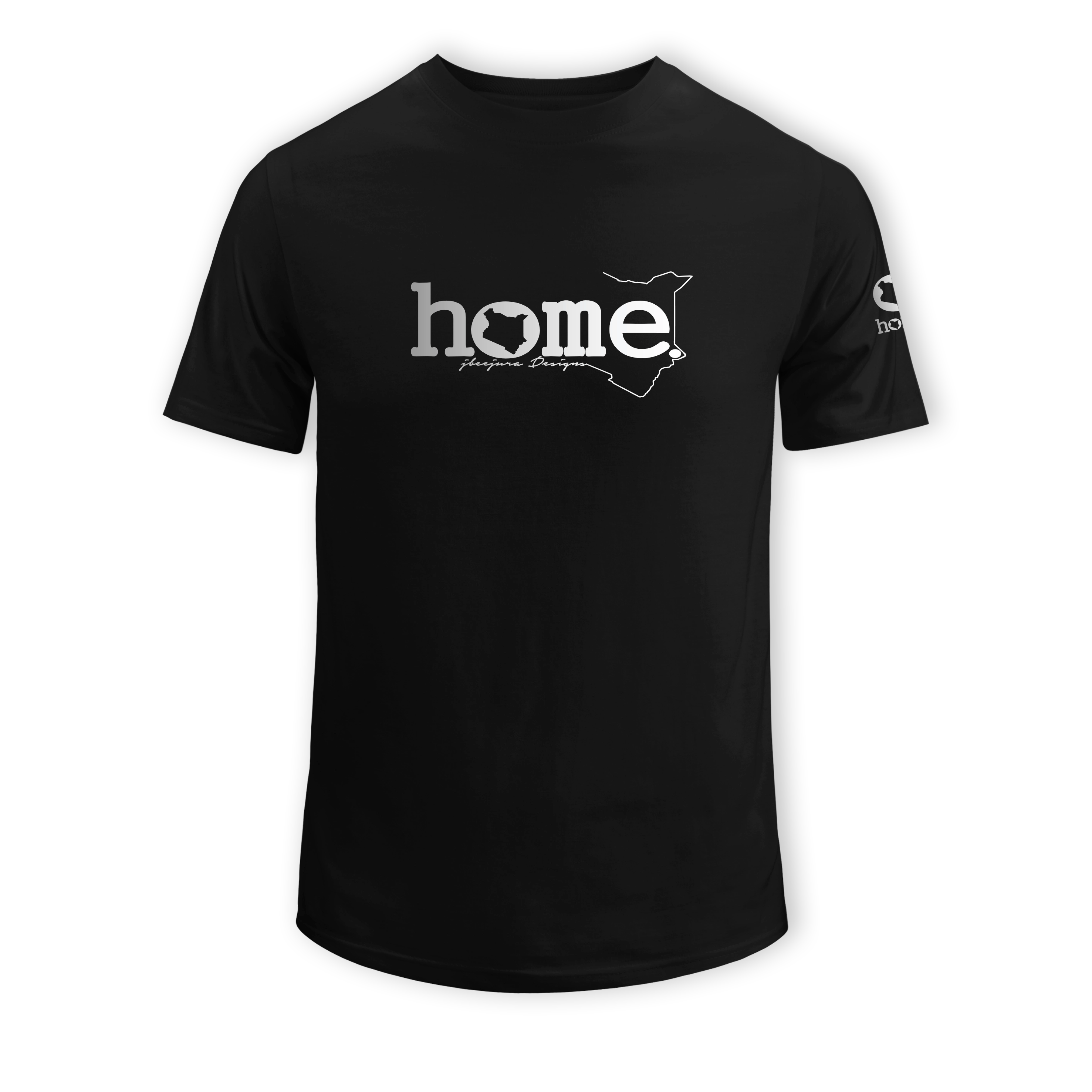 home_254 KIDS SHORT-SLEEVED BLACK T-SHIRT WITH A SILVER CLASSIC WORDS PRINT – COTTON PLUS FABRIC