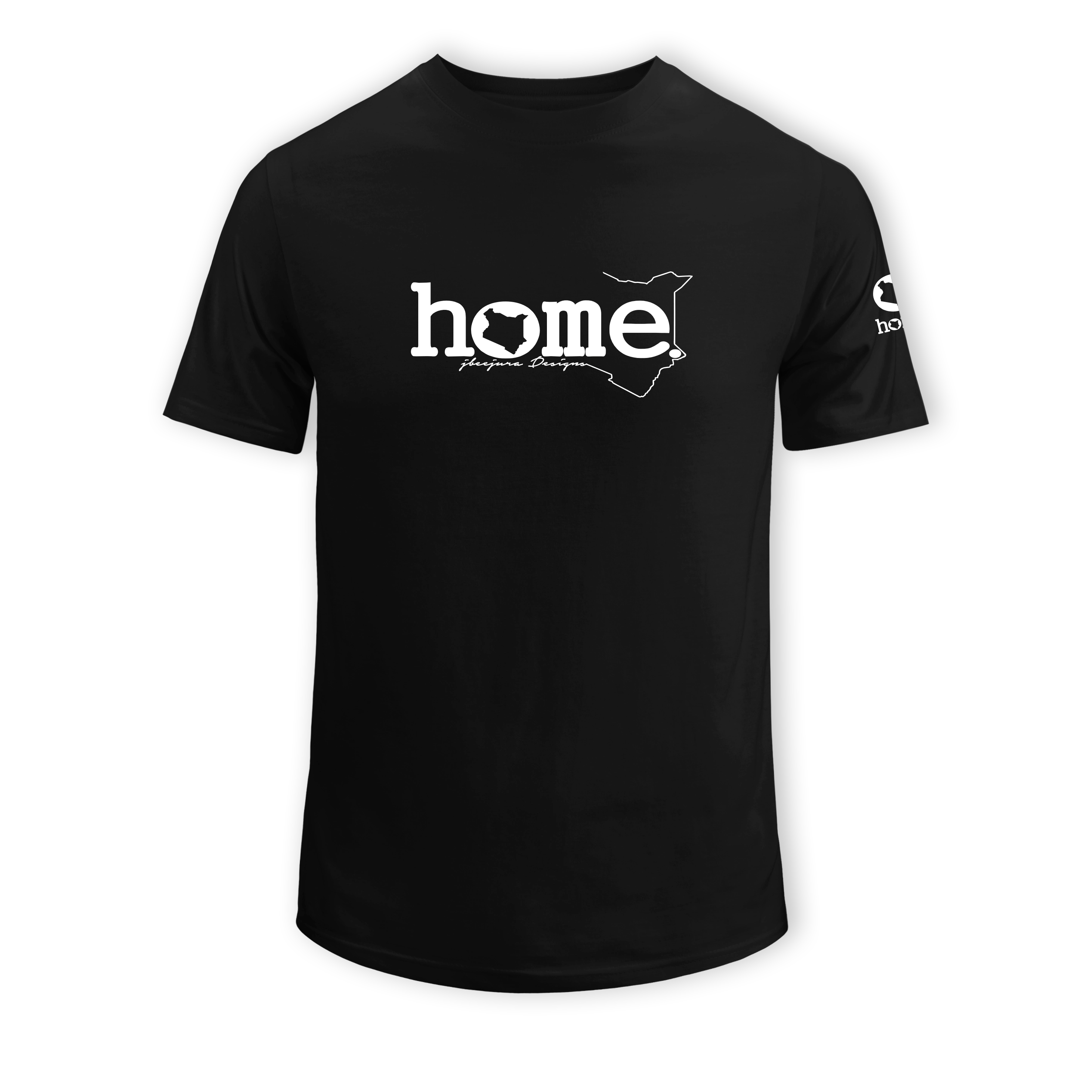 home_254 SHORT-SLEEVED BLACK T-SHIRT WITH A WHITE CLASSIC WORDS PRINT – COTTON PLUS FABRIC