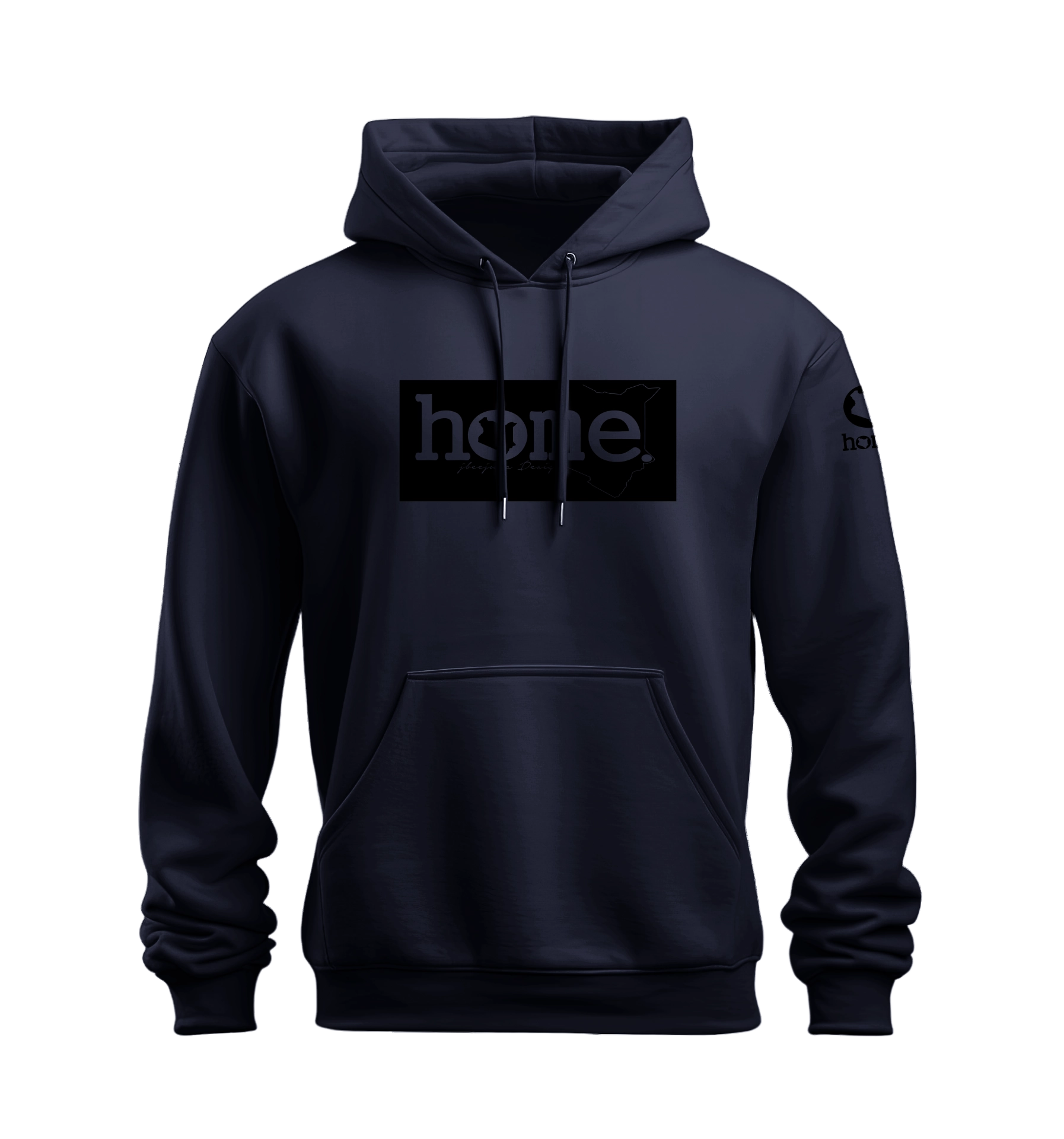 home_254 NUVETRA™ NAVY BLUE HOODIE WITH A BLACK CLASSIC PRINT 