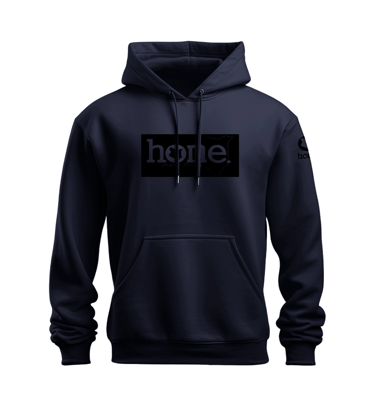 home_254 NUVETRA™ NAVY BLUE HOODIE WITH A BLACK CLASSIC PRINT 