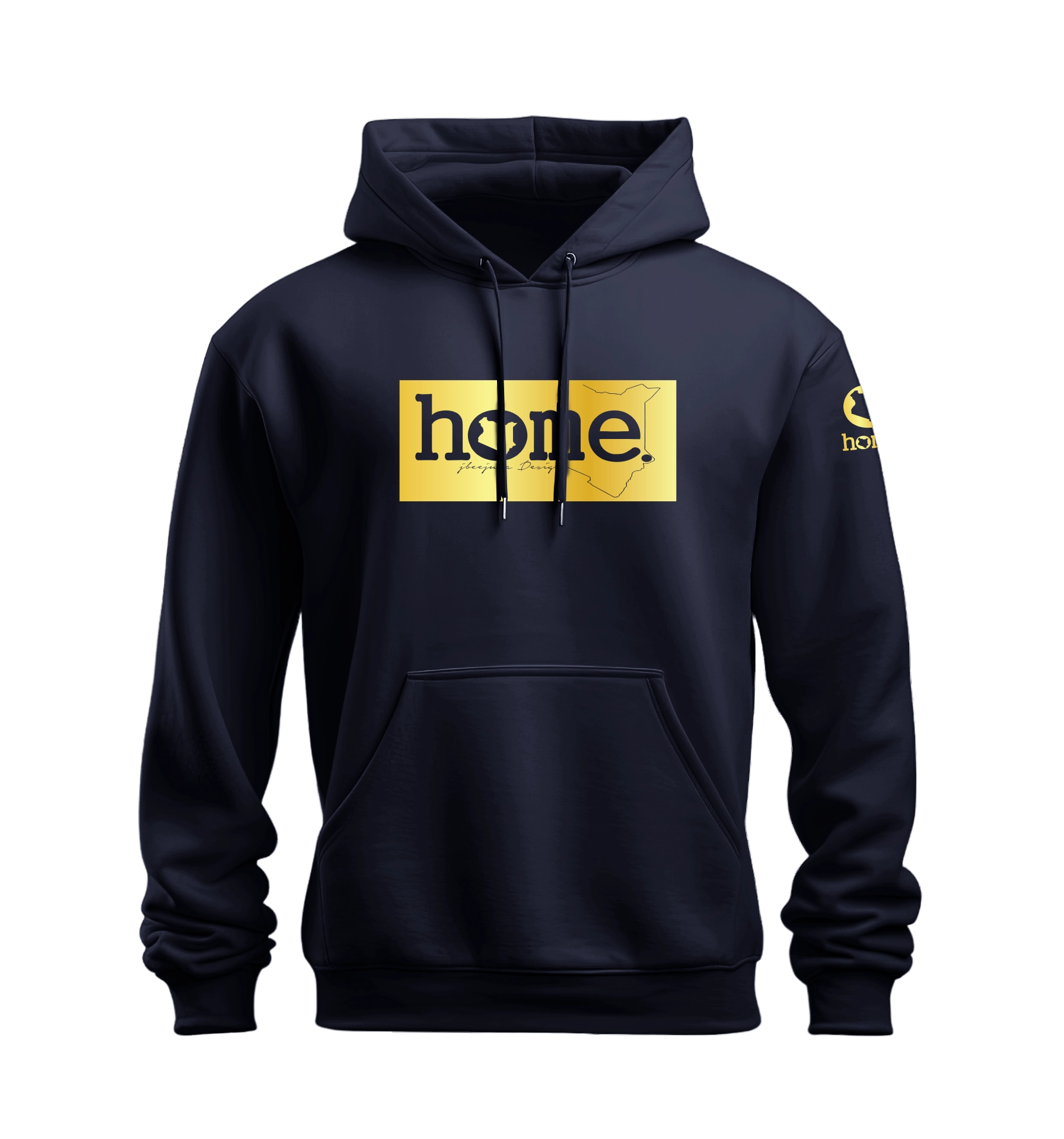 home_254 NUVETRA™ NAVY BLUE HOODIE WITH A GOLD CLASSIC PRINT 