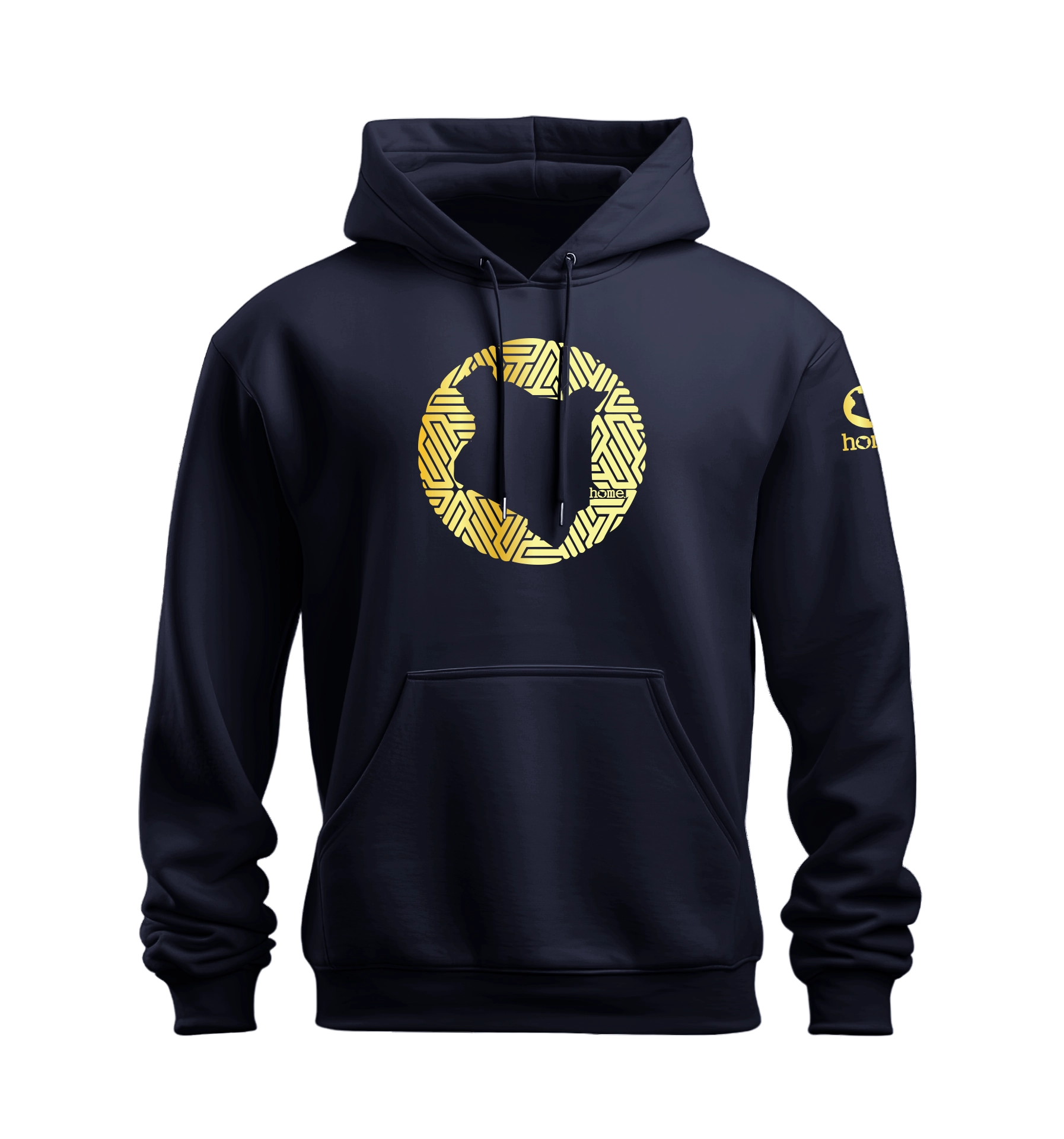 home_254 NUVETRA™ NAVY BLUE HOODIE WITH A GOLD MAP PRINT 