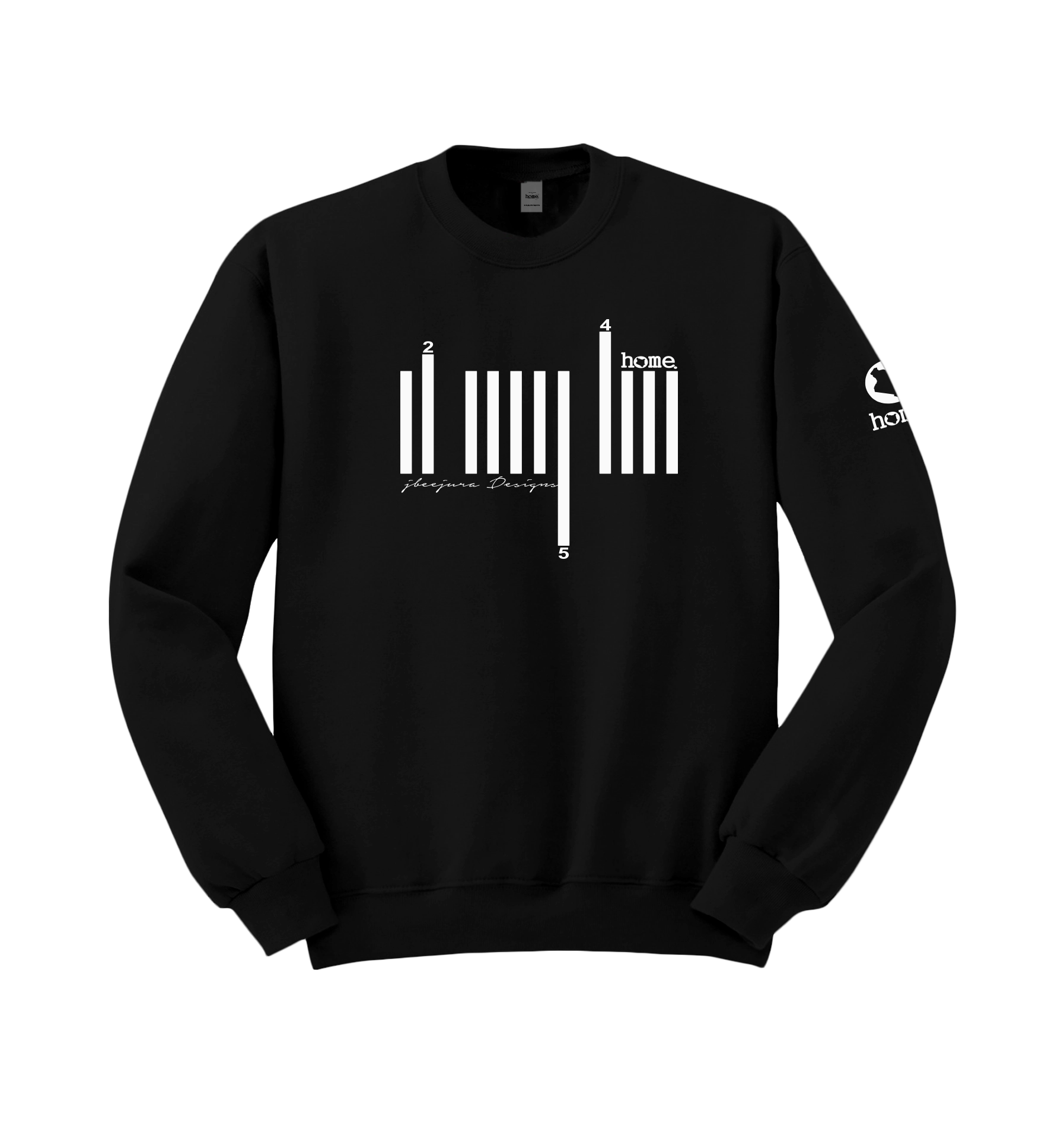 home_254 BLACK SWEATSHIRT (NUVETRA™ HEAVY) WITH A WHITE BARS PRINT