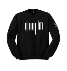 home_254 BLACK SWEATSHIRT (HEAVY FABRIC) WITH A WHITE BARS PRINT