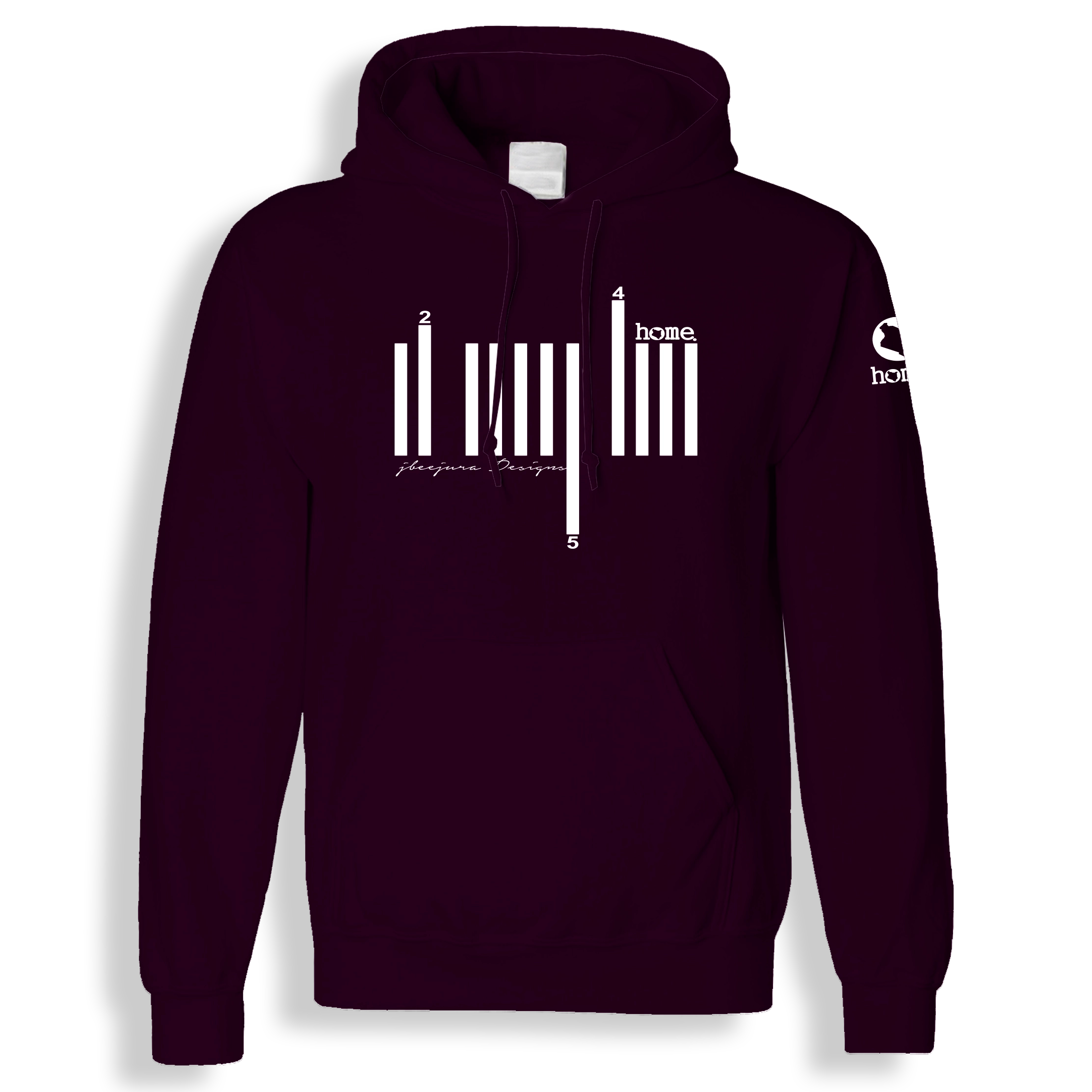 home_254 CLARET HOODIE (HEAVY FABRIC) WITH A WHITE BARS PRINT