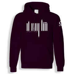 home_254 CLARET HOODIE (HEAVY FABRIC) WITH A WHITE BARS PRINT