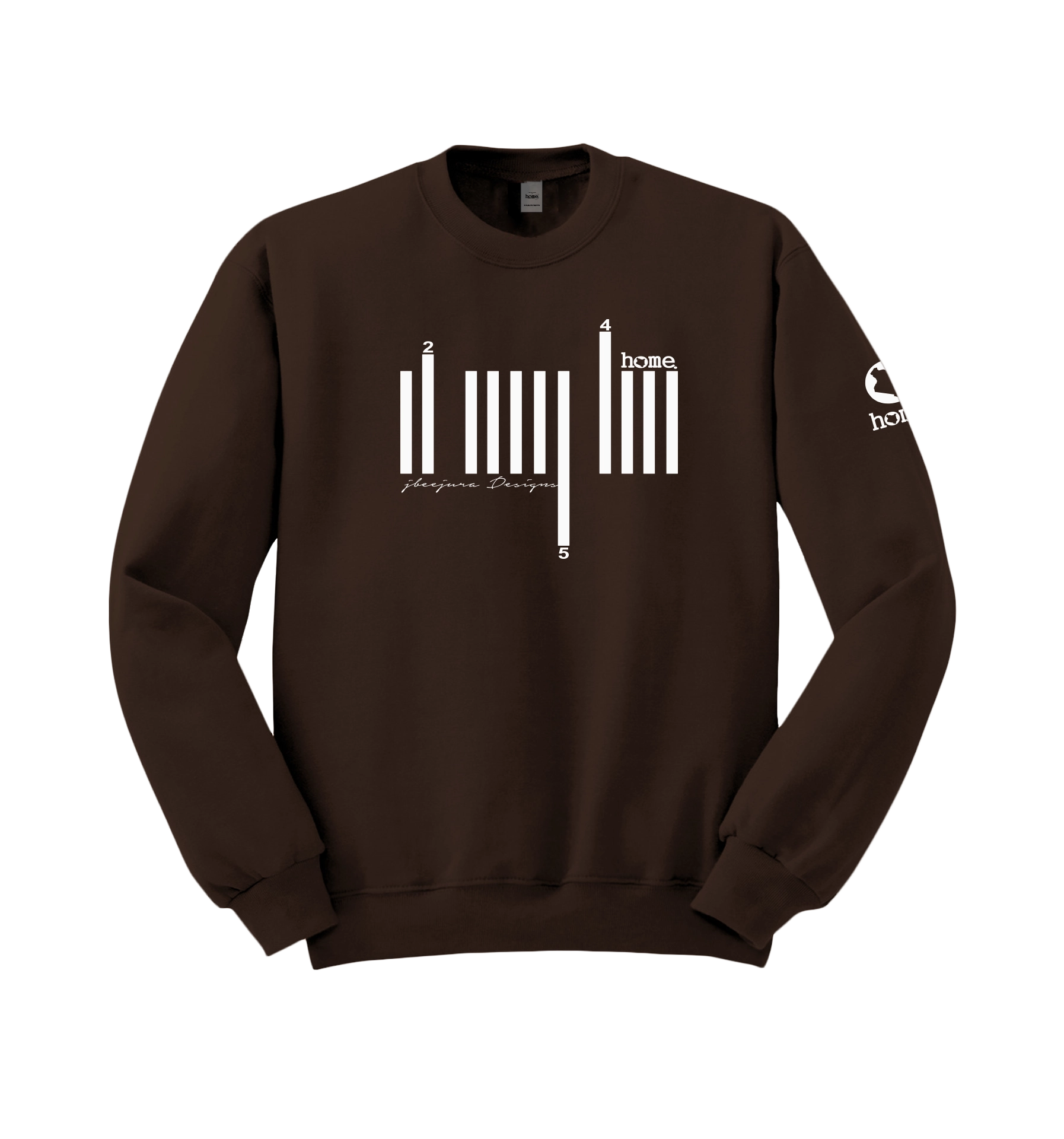 home_254 DARK BROWN SWEATSHIRT (HEAVY FABRIC) WITH A WHITE BARS PRINT