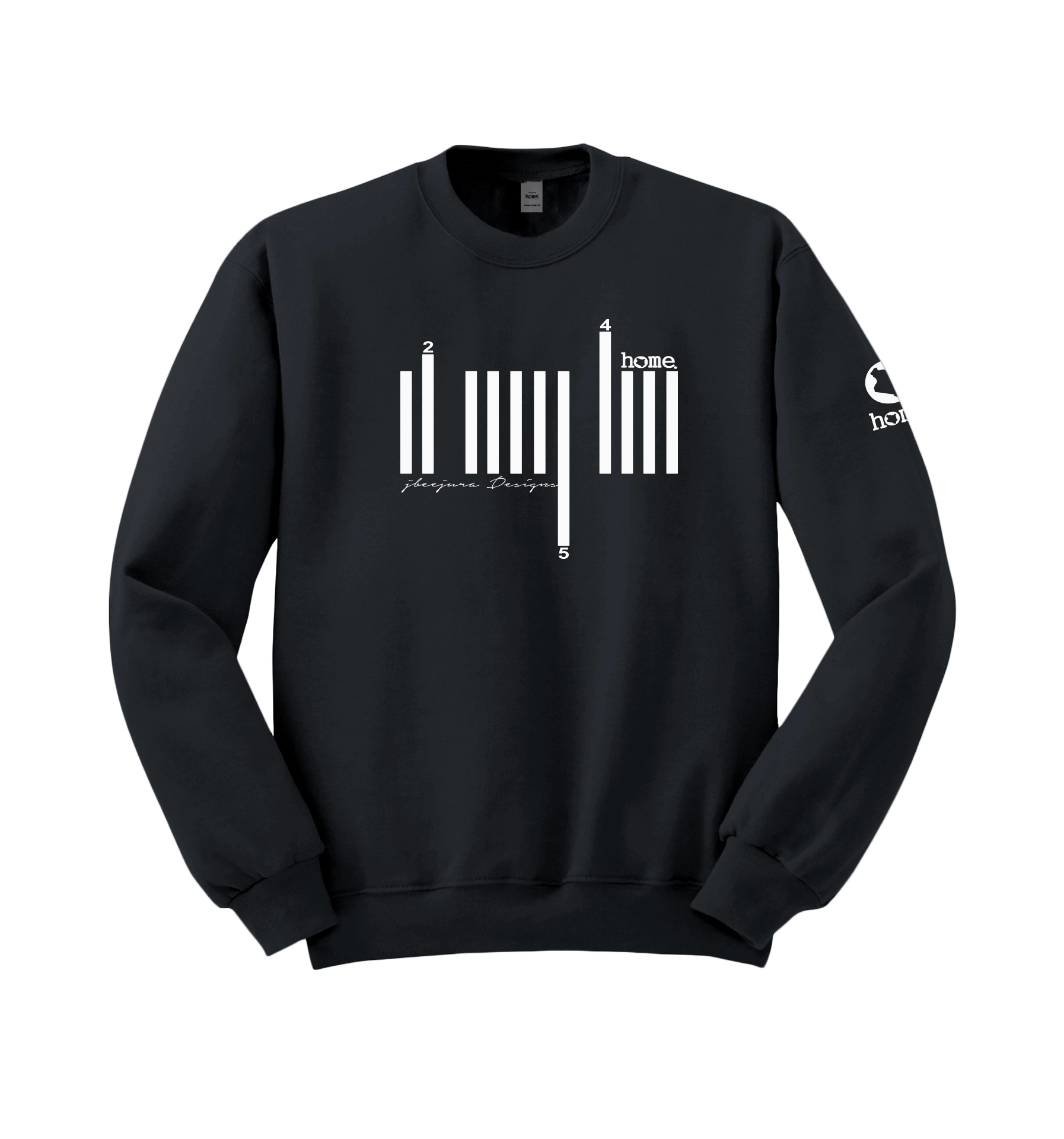 home_254 DARK GREY SWEATSHIRT (MID-HEAVY FABRIC) WITH A WHITE BARS PRINT