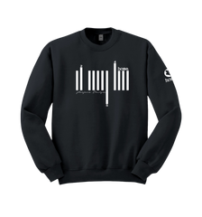 home_254 DARK GREY SWEATSHIRT (HEAVY FABRIC) WITH A WHITE BARS PRINT