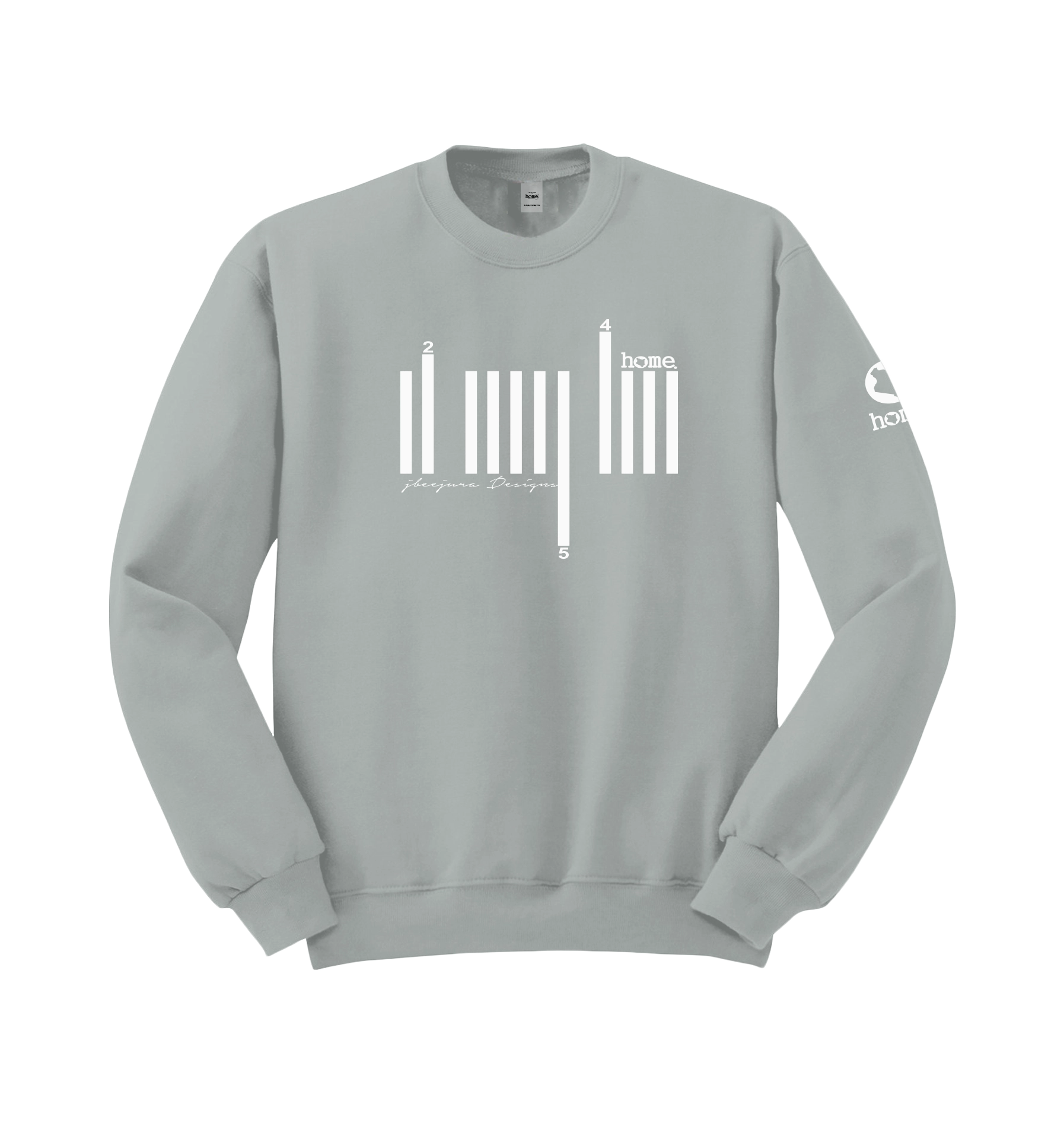 home_254 GRAVEL SWEATSHIRT (MID-HEAVY FABRIC) WITH A WHITE BARS PRINT