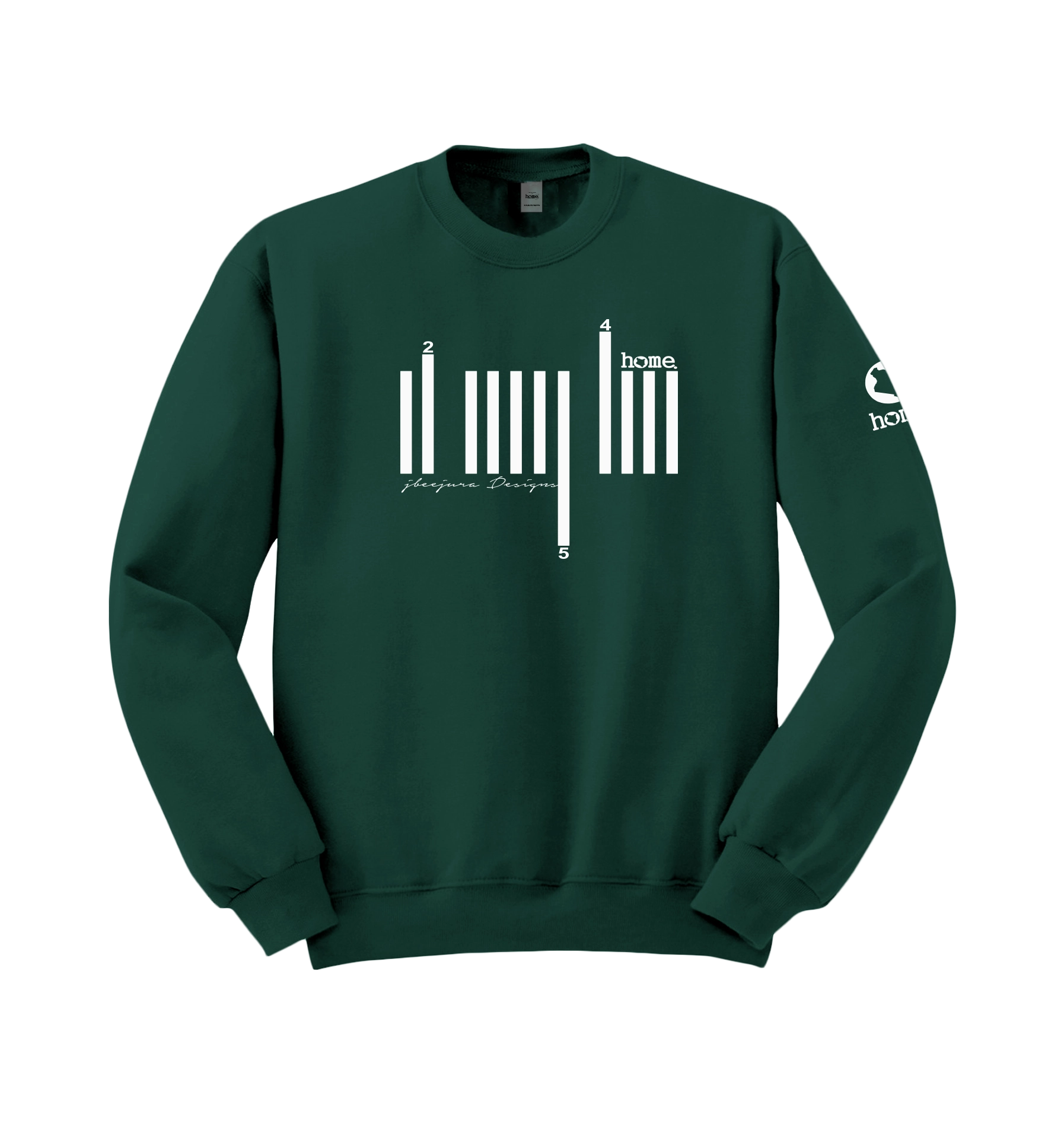 home_254 HUNTER GREEN SWEATSHIRT (NUVETRA™ HEAVY) WITH A WHITE BARS PRINT