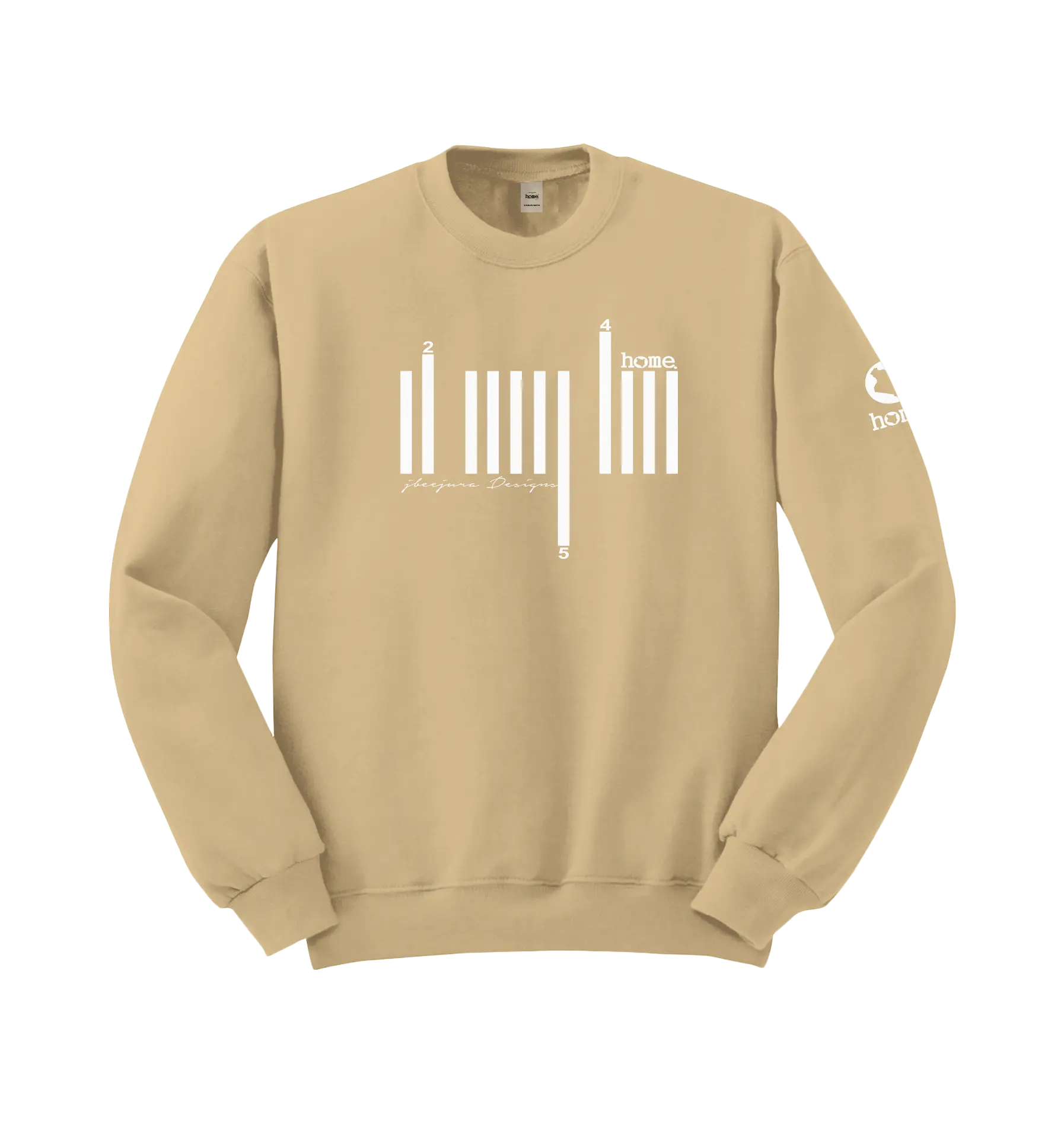 home_254 LIGHT BROWN SWEATSHIRT (MID-HEAVY FABRIC) WITH A WHITE BARS PRINT