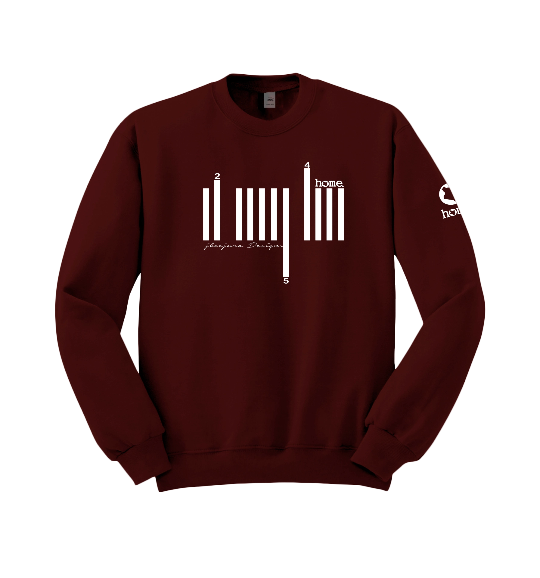 home_254 MAROON SWEATSHIRT (HEAVY FABRIC) WITH A WHITE BARS PRINT