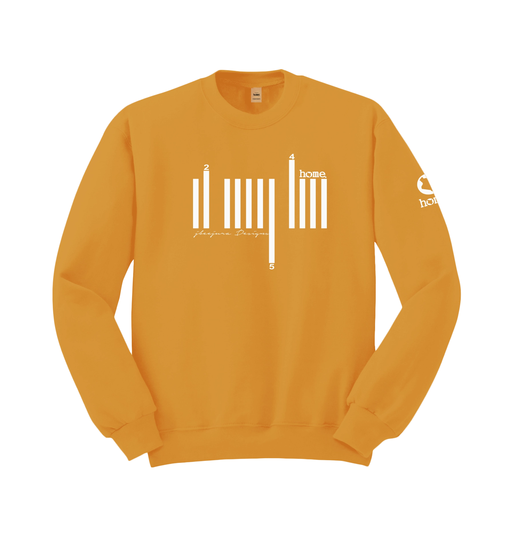 home_254 MUSTARD YELLOW SWEATSHIRT WITH A WHITE BARS PRINT