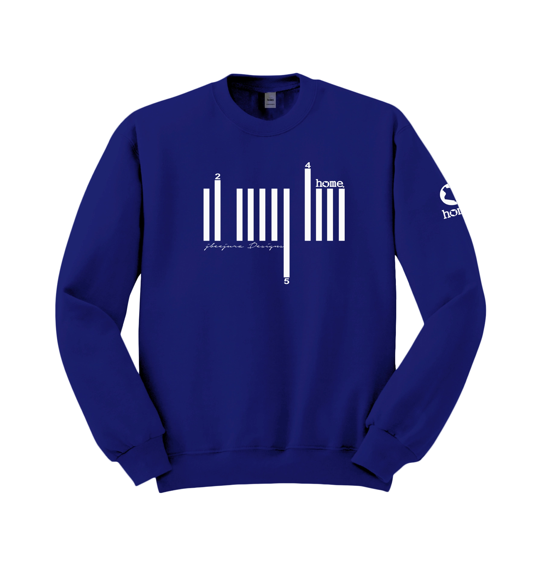 home_254 ROYAL BLUE SWEATSHIRT (HEAVY FABRIC) WITH A WHITE BARS PRINT