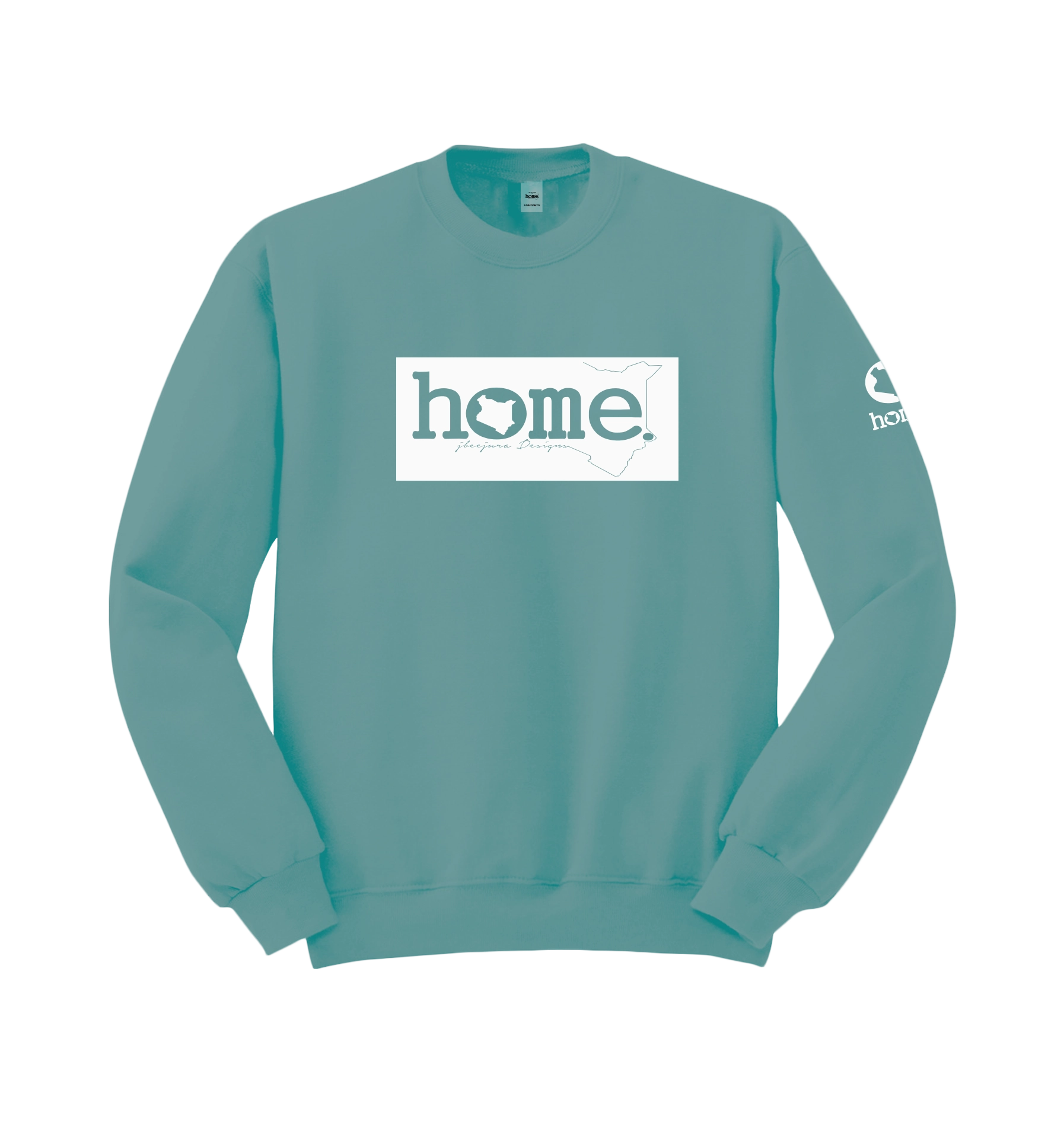 home_254 CYAN SWEATSHIRT WITH A WHITE CLASSIC PRINT