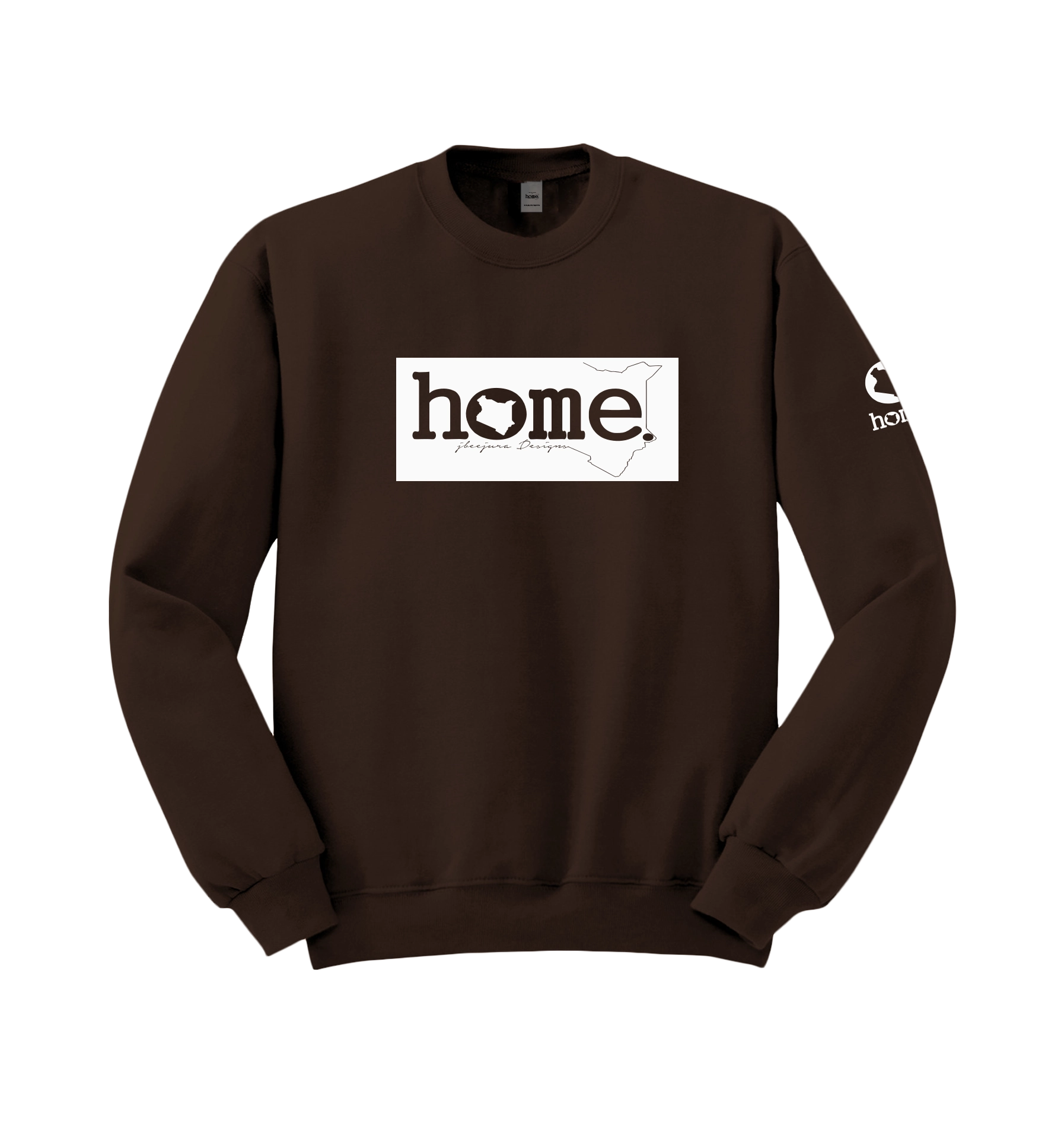 home_254 DARK BROWN SWEATSHIRT (HEAVY FABRIC) WITH A WHITE CLASSIC BARS PRINT