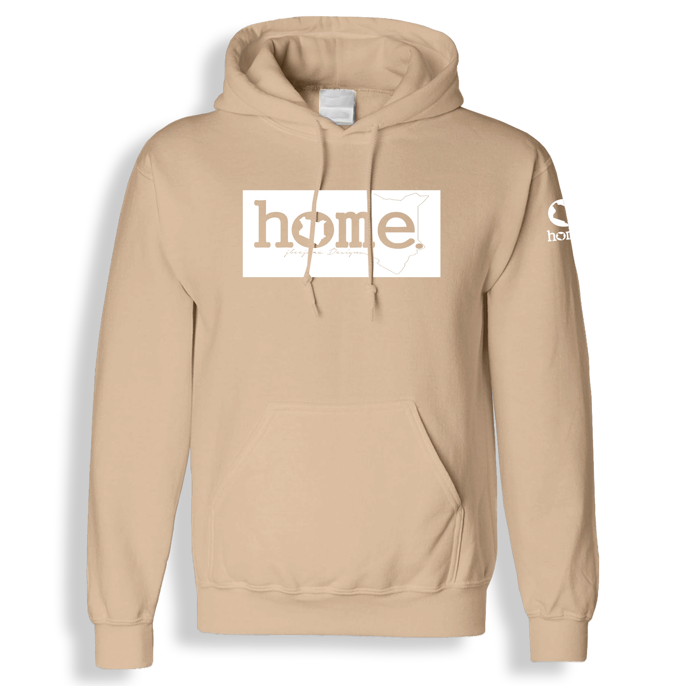 home_254 LIGHT BROWN HOODIE (HEAVY FABRIC) WITH A WHITE CLASSIC PRINT