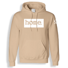 home_254 LIGHT BROWN HOODIE (HEAVY FABRIC) WITH A WHITE CLASSIC PRINT