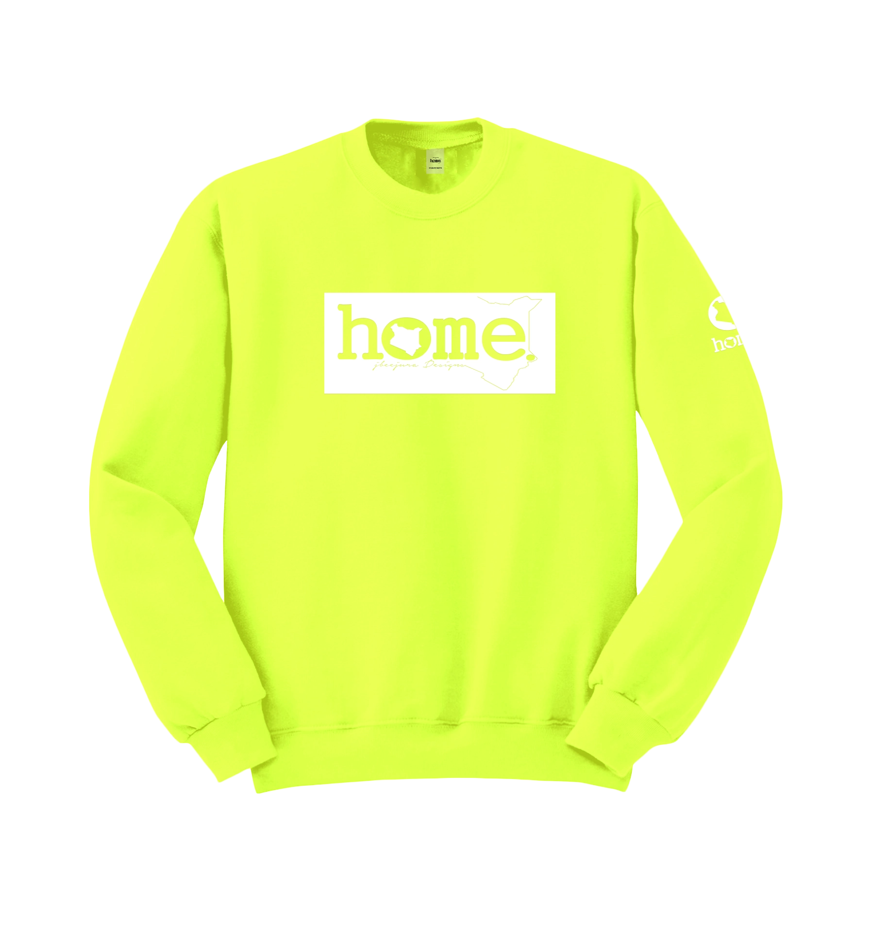 home_254 LIME GREEN SWEATSHIRT (HEAVY FABRIC) WITH A WHITE CLASSIC PRINT