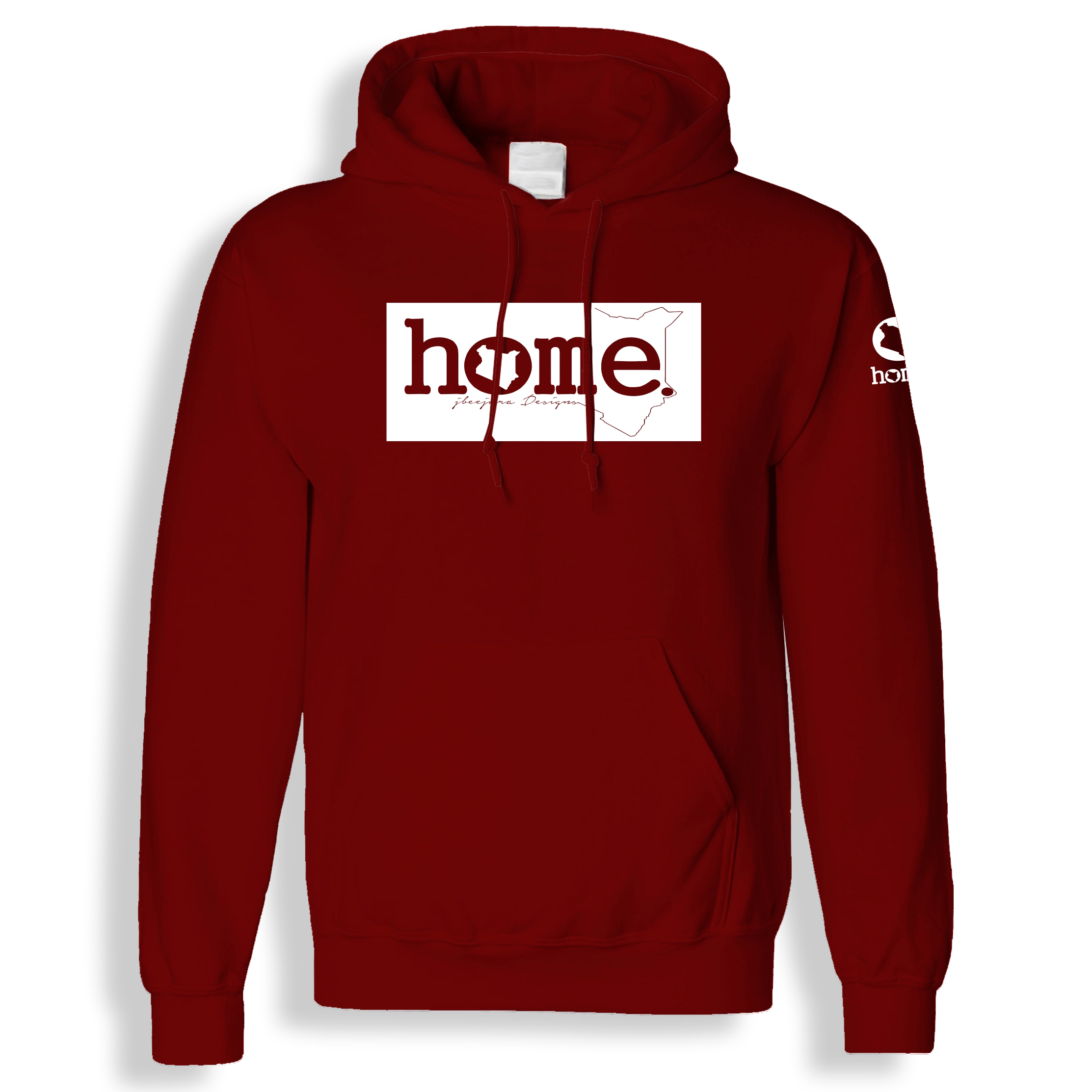 home_254 MAROON RED HOODIE (MID-HEAVY FABRIC) WITH A WHITE CLASSIC PRINT