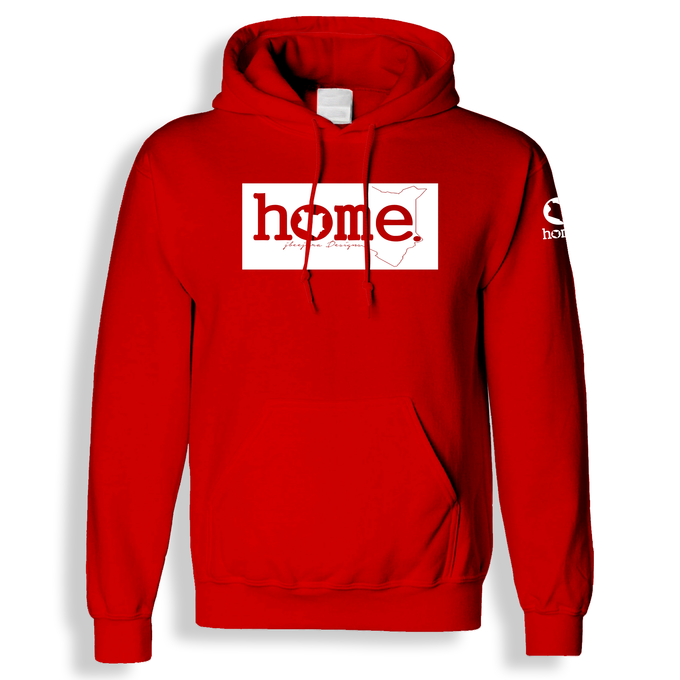 home_254 RED HOODIE (HEAVY FABRIC) WITH A WHITE CLASSIC PRINT