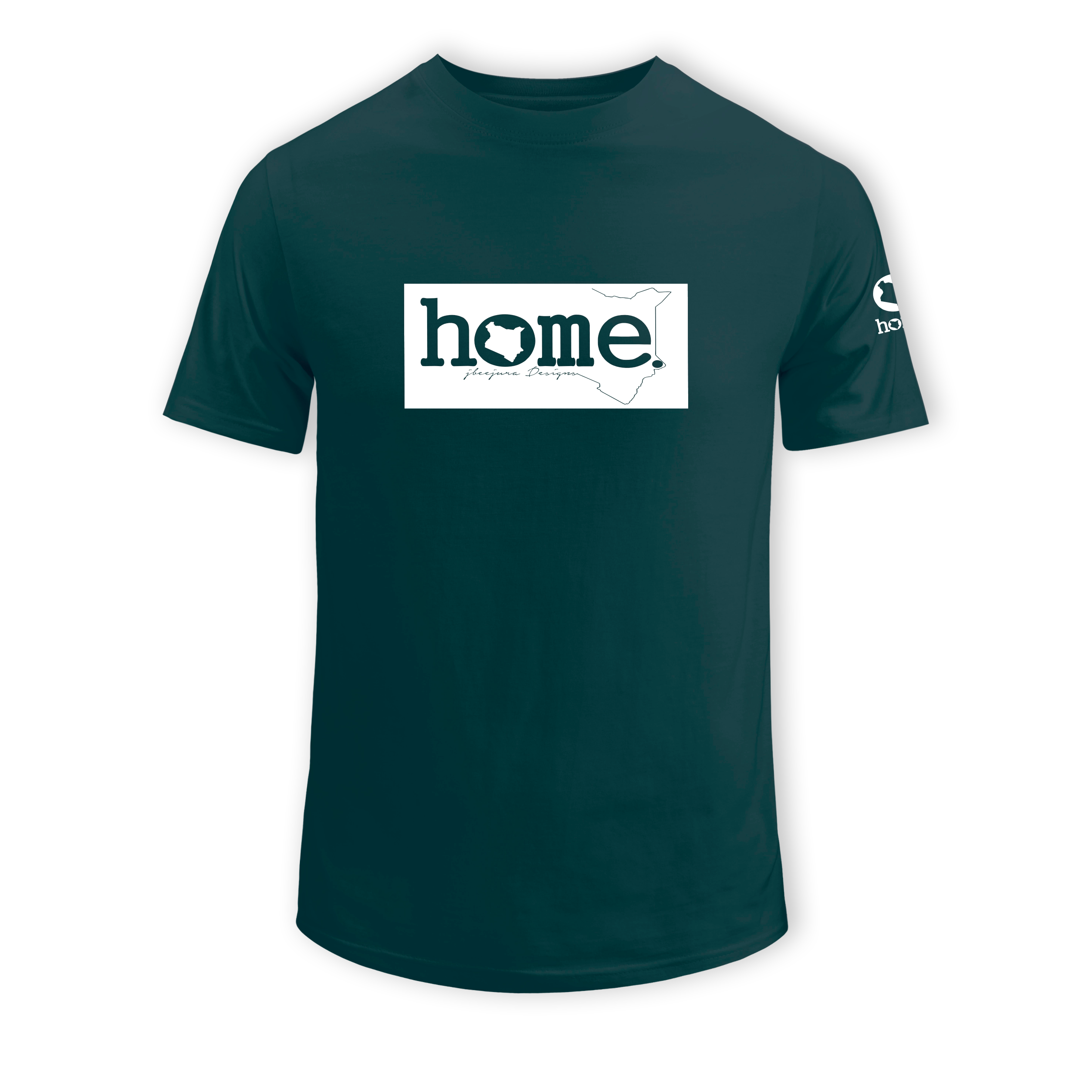 home_254 SHORT-SLEEVED DEEP AQUA T-SHIRT WITH A WHITE CLASSIC PRINT 