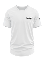 home_254 SHORT-SLEEVED WHITE CURVED HEM T-SHIRT WITH A BLACK TAG PRINT – CLASSIC MAN COLLECTION