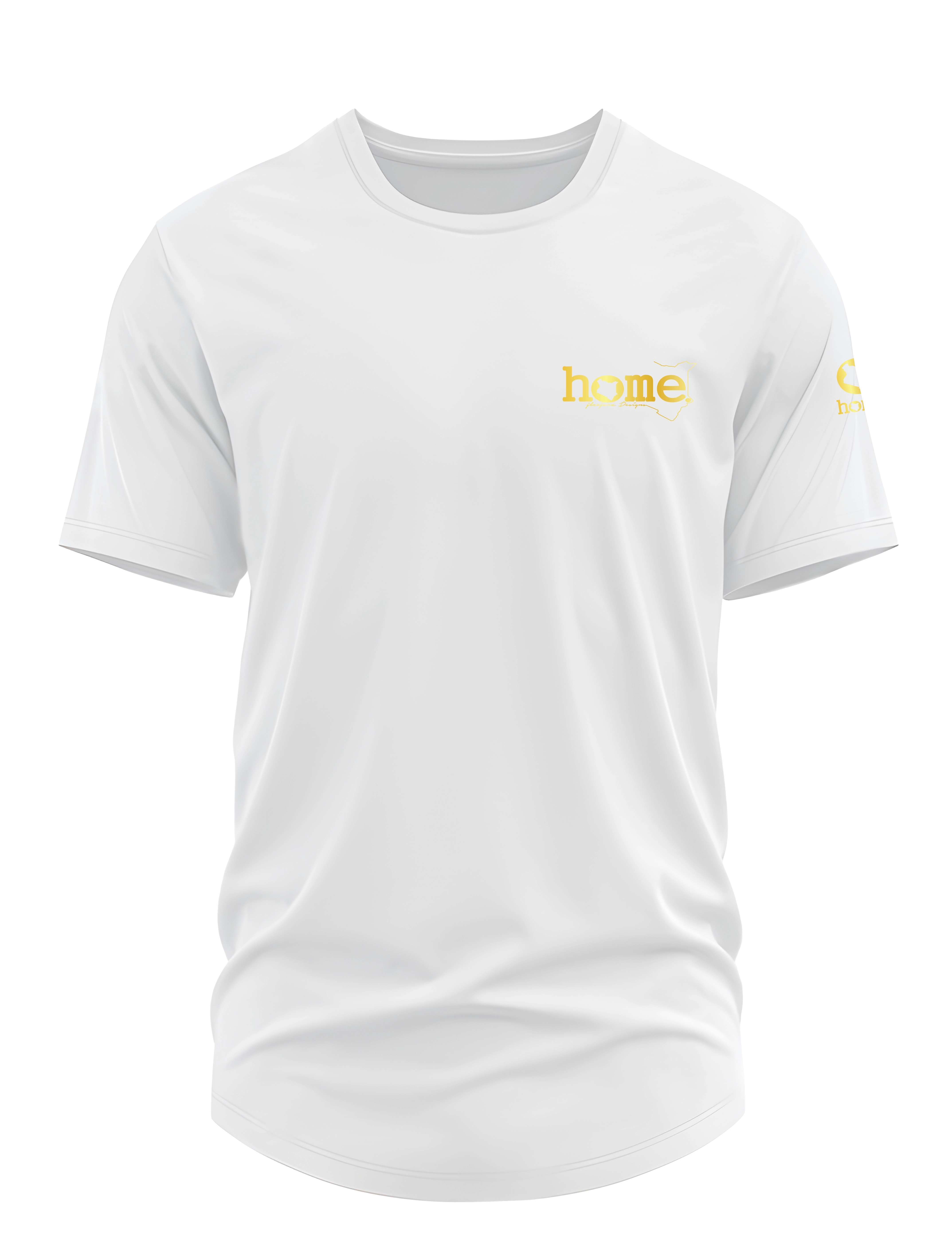 home_254 SHORT-SLEEVED WHITE CURVED HEM T-SHIRT WITH A GOLD TAG PRINT – CLASSIC MAN COLLECTION