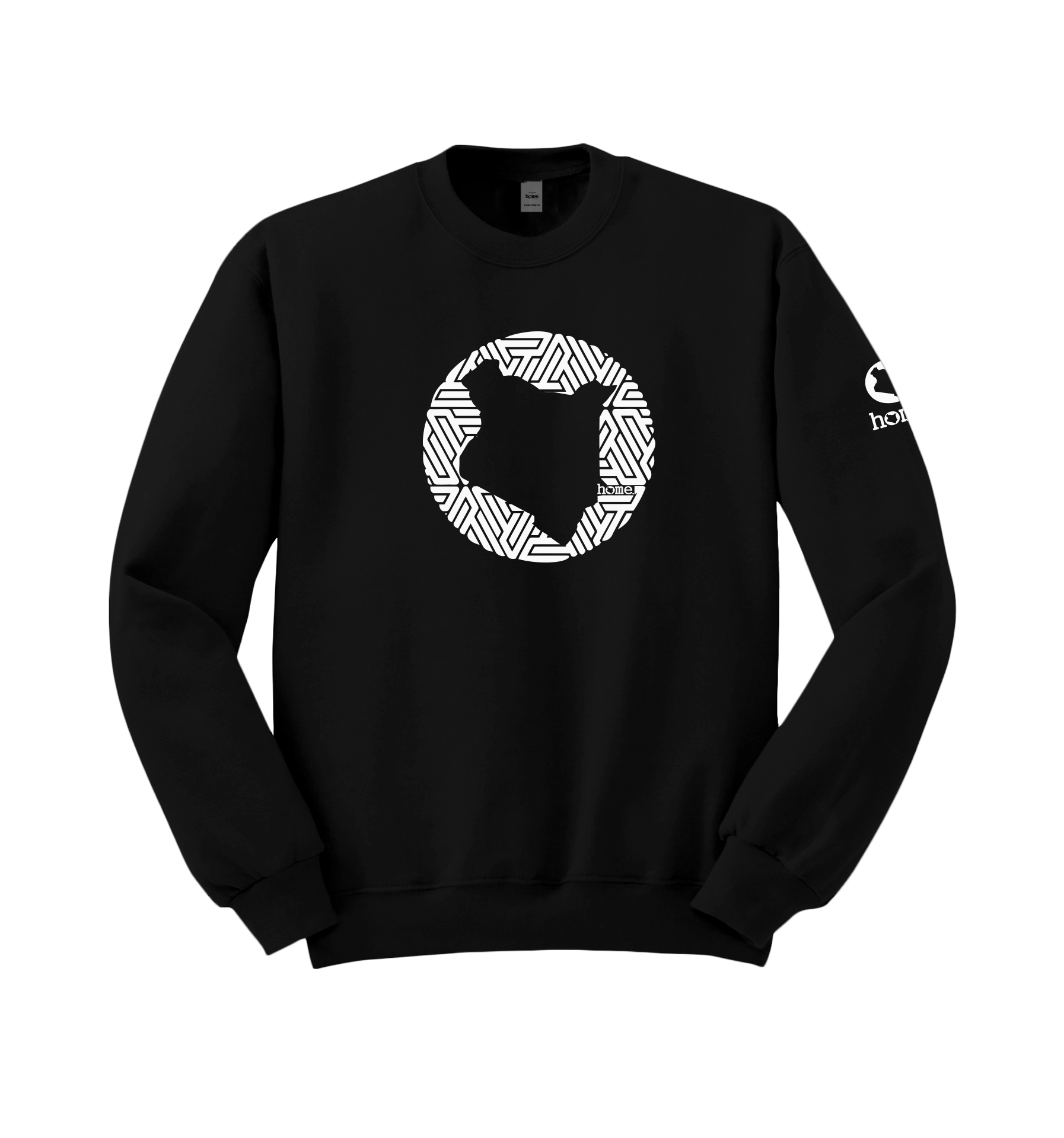 home_254 BLACK SWEATSHIRT (NUVETRA™ HEAVY) WITH A WHITE MAP PRINT