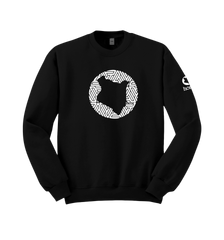 home_254 BLACK SWEATSHIRT (HEAVY FABRIC) WITH A WHITE MAP PRINT