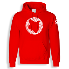 home_254 BLOOD ORANGE HOODIE WITH A WHITE MAP PRINT 
