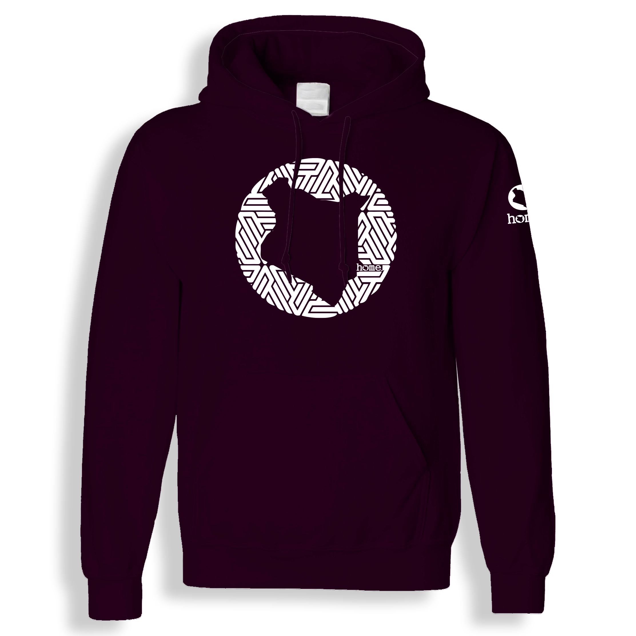 home_254 CLARET HOODIE (HEAVY FABRIC) WITH A WHITE MAP PRINT