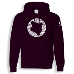 home_254 CLARET HOODIE (HEAVY FABRIC) WITH A WHITE MAP PRINT