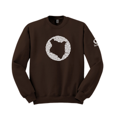 home_254 DARK BROWN SWEATSHIRT (HEAVY FABRIC) WITH A WHITE MAP PRINT