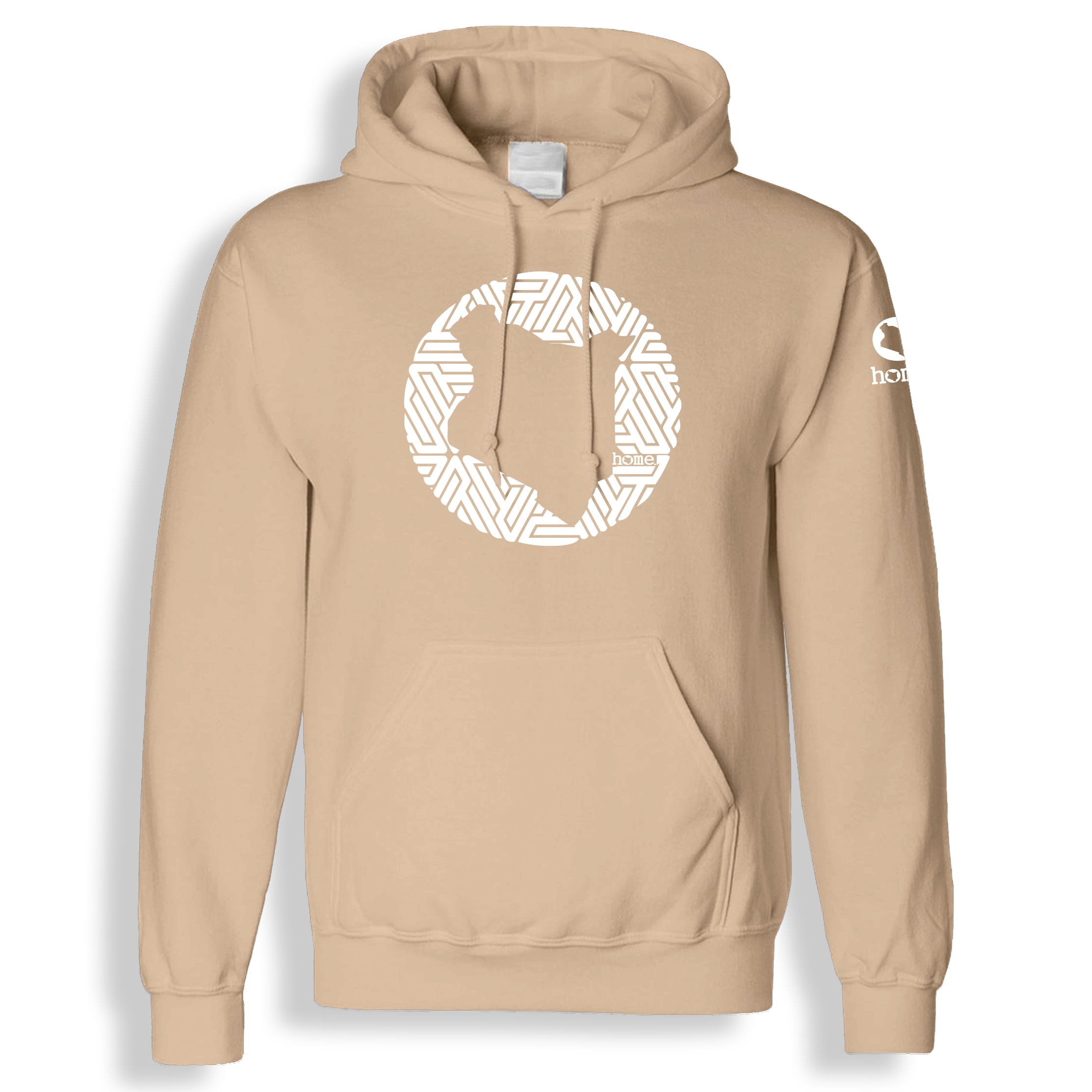 home_254 LIGHT BROWN HOODIE (HEAVY FABRIC) WITH A WHITE MAP PRINT