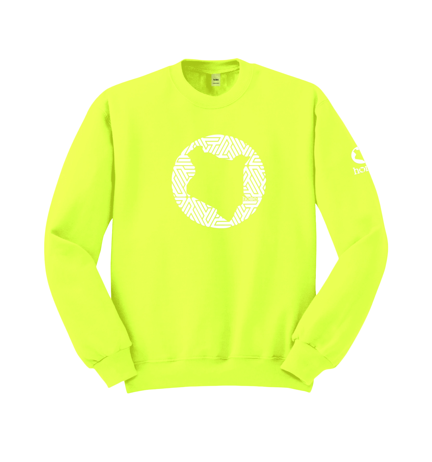 home_254 LIME GREEN SWEATSHIRT (HEAVY FABRIC) WITH A WHITE MAP PRINT