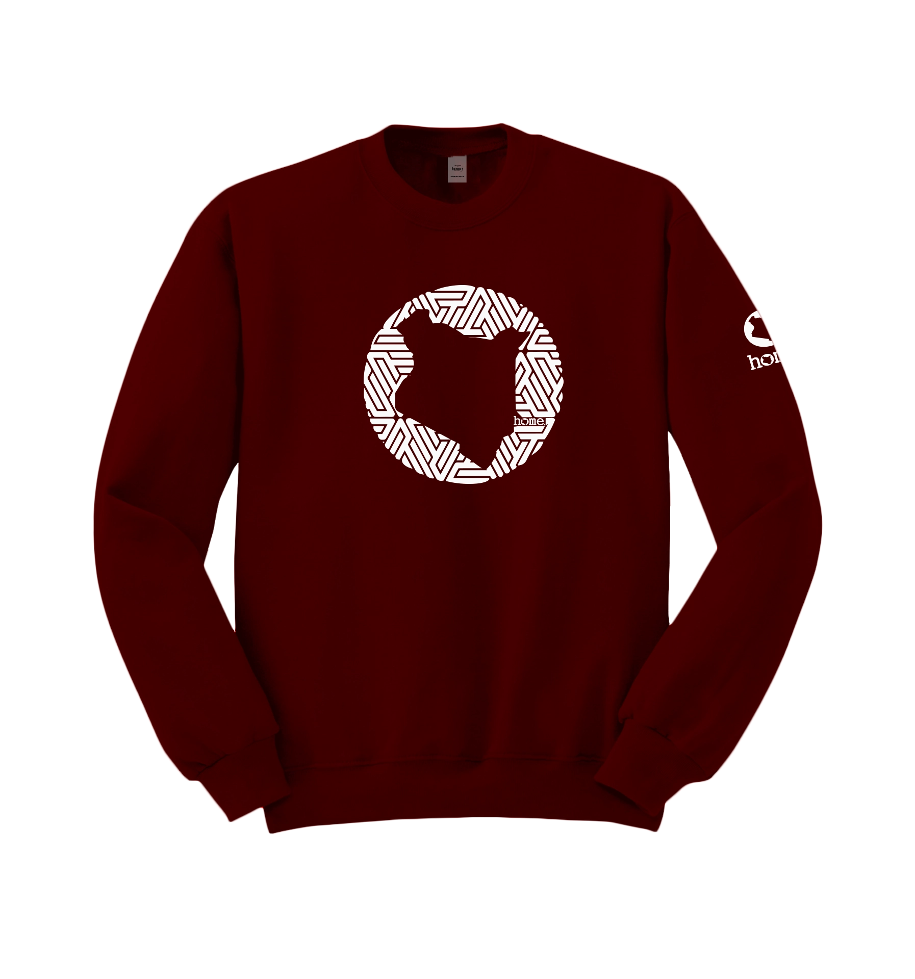 home_254 MAROON RED SWEATSHIRT WITH A WHITE MAP PRINT