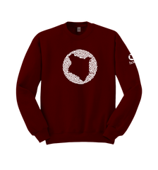 home_254 MAROON RED SWEATSHIRT WITH A WHITE MAP PRINT