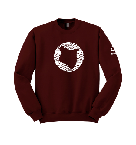 home_254 MAROON SWEATSHIRT (MID-HEAVY FABRIC) WITH A WHITE MAP PRINT