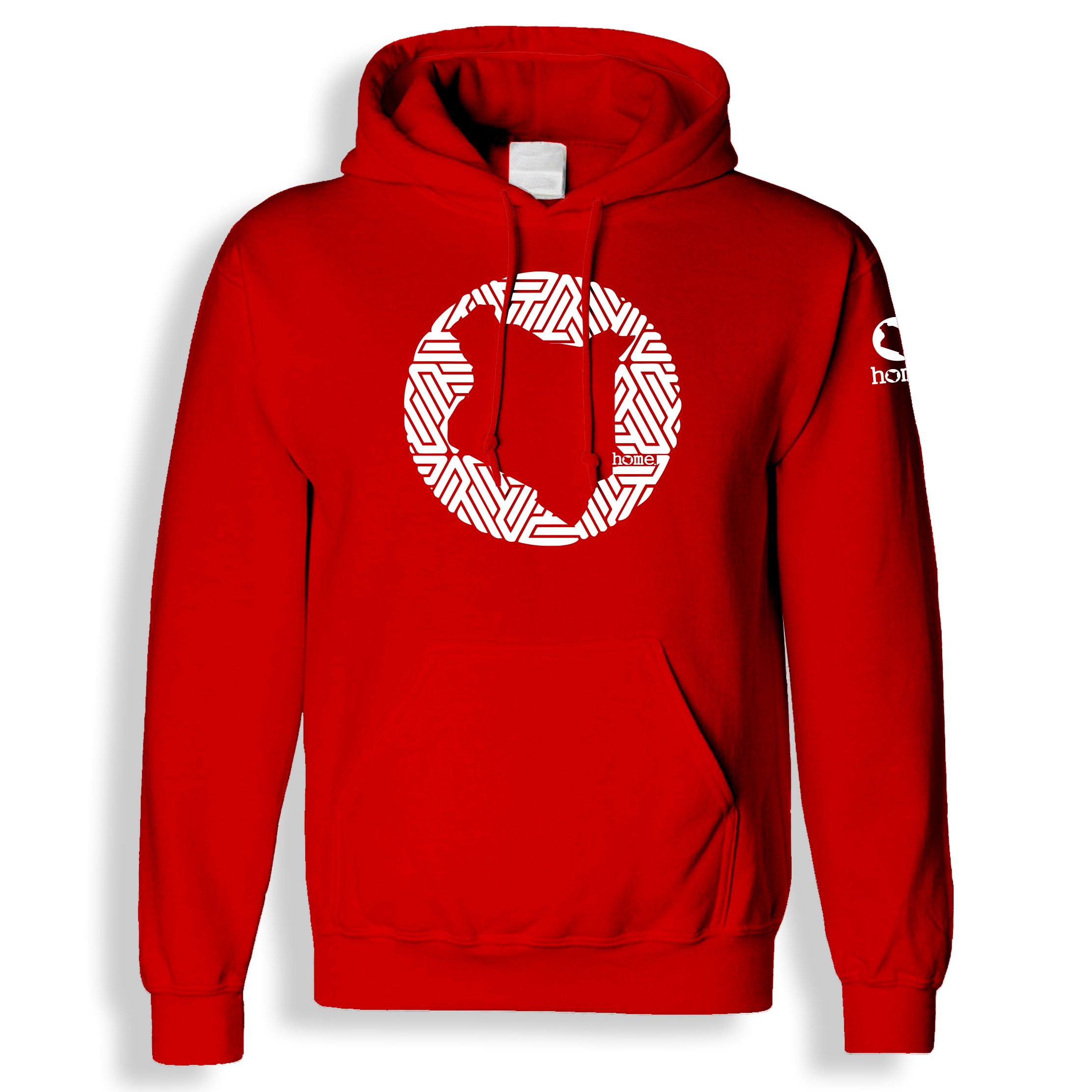 home_254 RED HOODIE (HEAVY FABRIC) WITH A WHITE MAP PRINT