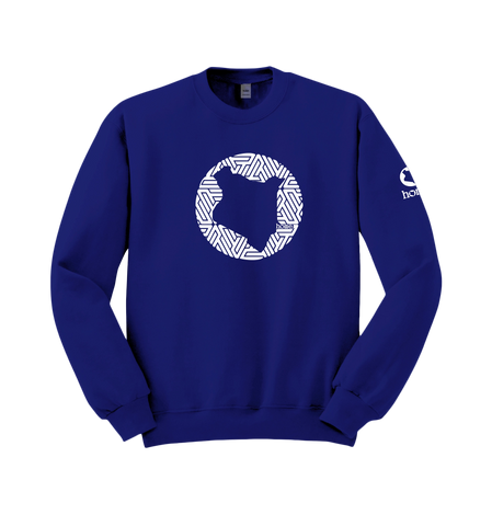 home_254 ROYAL BLUE SWEATSHIRT (HEAVY FABRIC) WITH A WHITE MAP PRINT