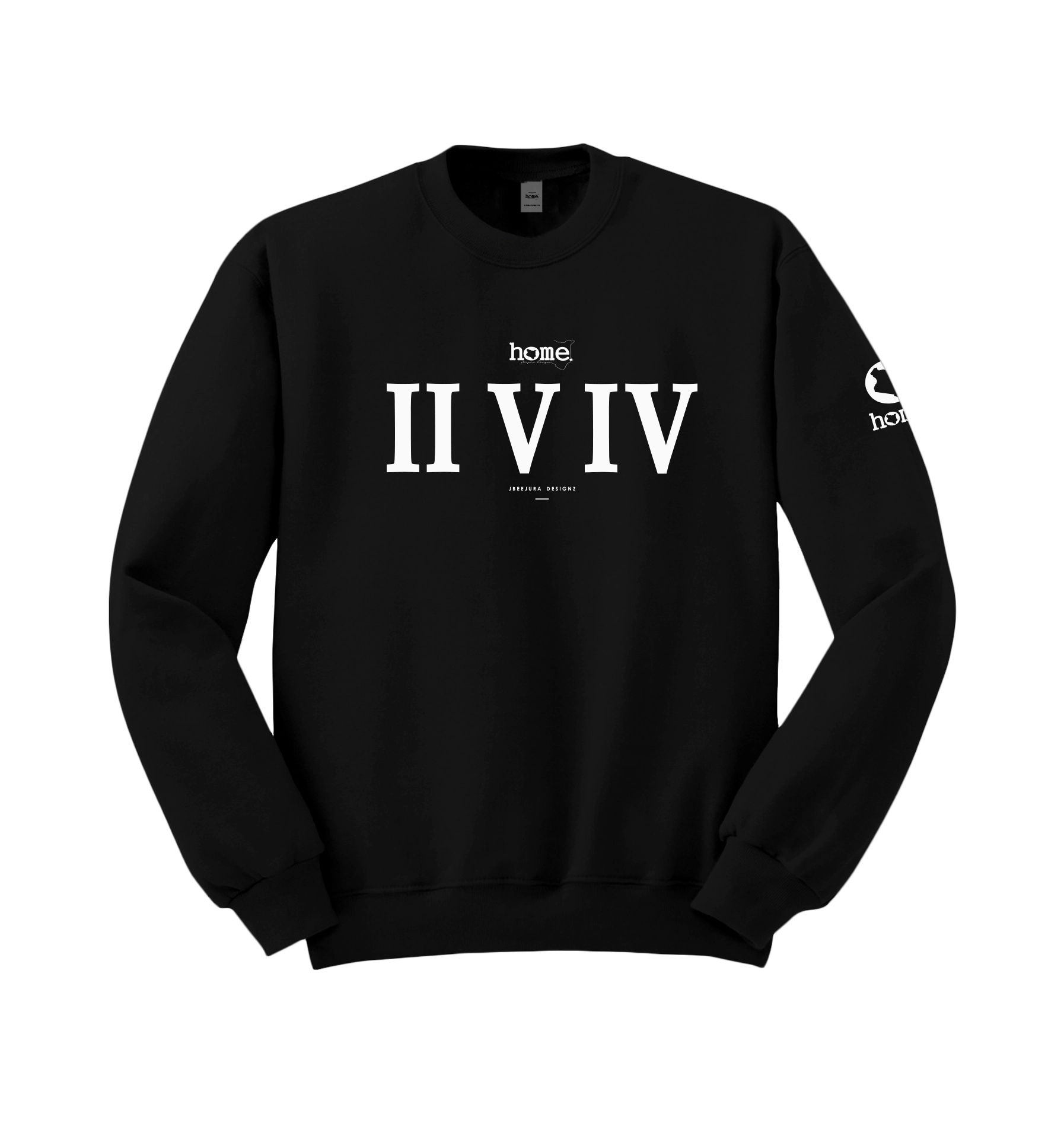 home_254 BLACK SWEATSHIRT (HEAVY FABRIC) WITH A WHITE ROMAN NUMERALS PRINT