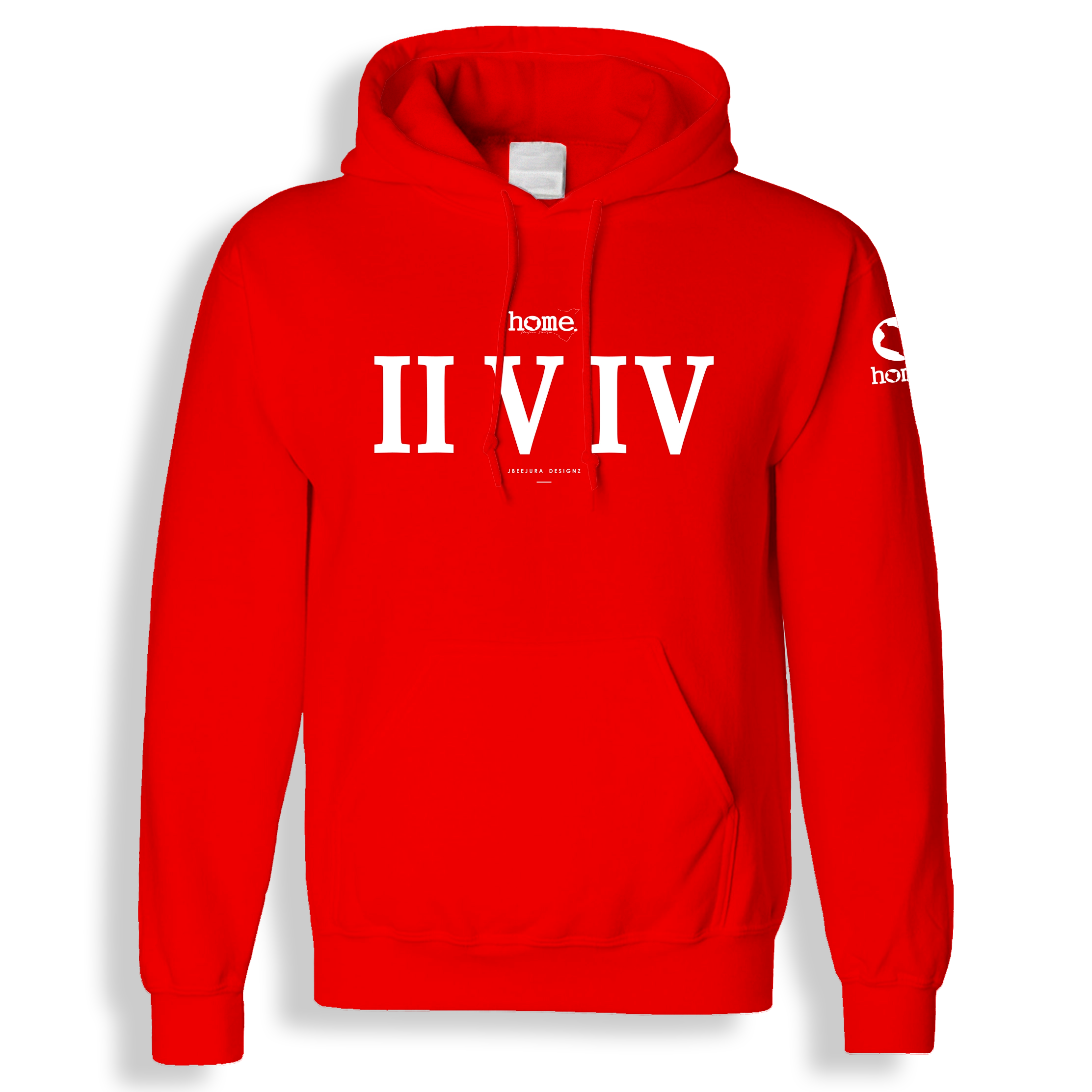 home_254 BLOOD ORANGE HOODIE WITH A WHITE ROMAN NUMERALS PRINT 