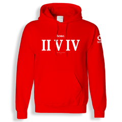 home_254 BLOOD ORANGE HOODIE WITH A WHITE ROMAN NUMERALS PRINT 