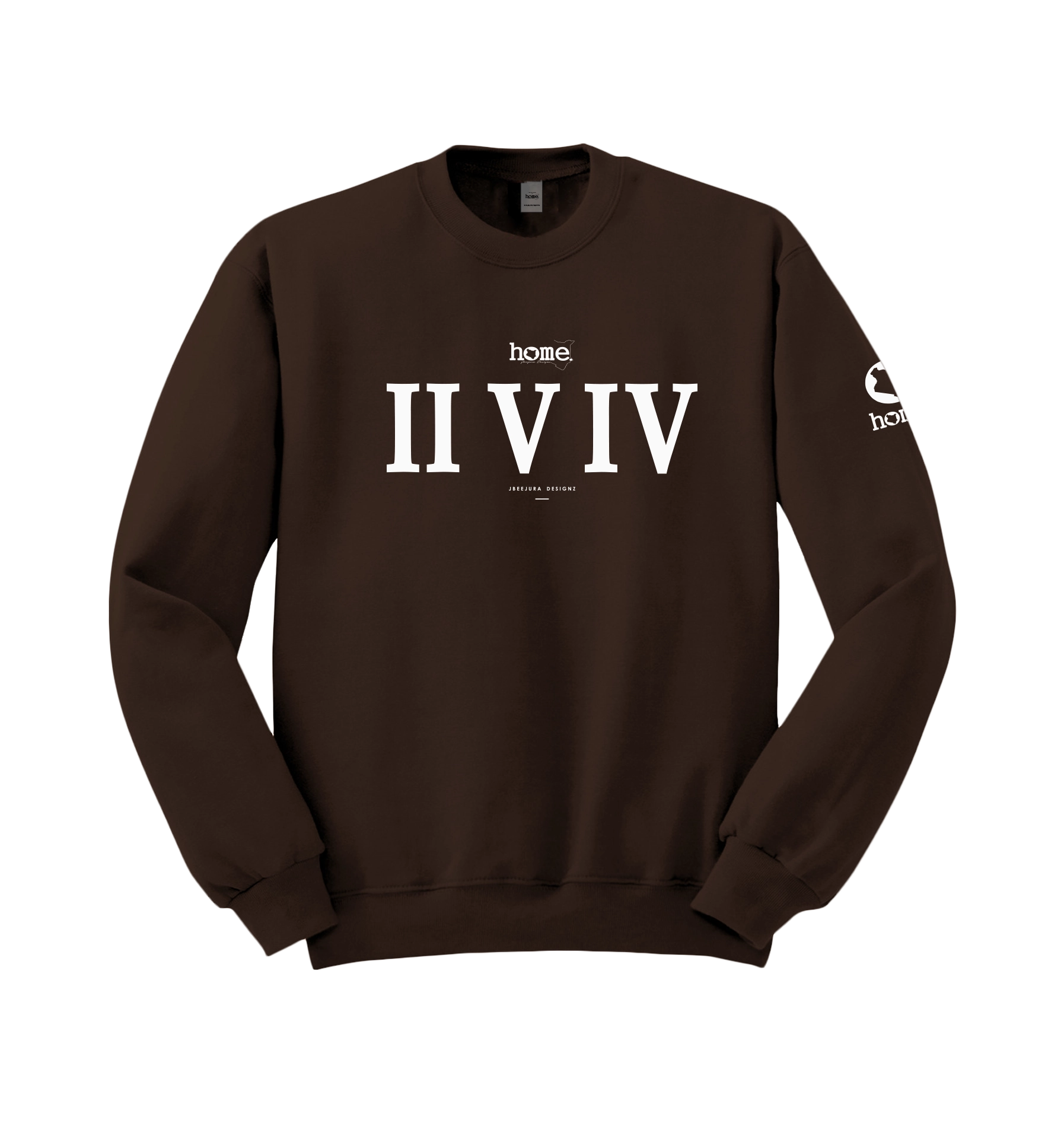 home_254 DARK BROWN SWEATSHIRT (HEAVY FABRIC) WITH A WHITE ROMAN NUMERALS PRINT