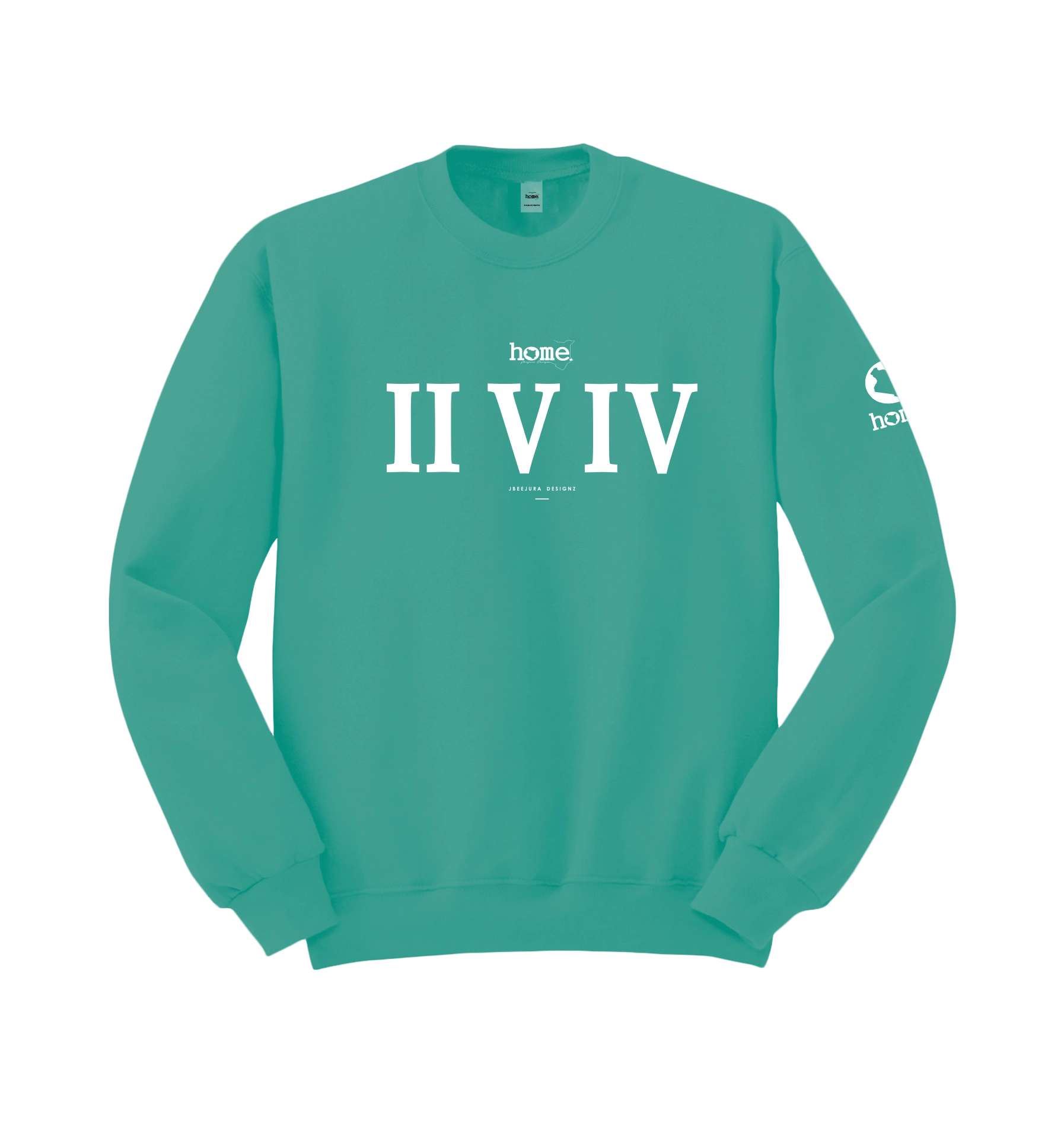 home_254 DEEP TURQUOISE SWEATSHIRT WITH A WHITE ROMAN PRINT