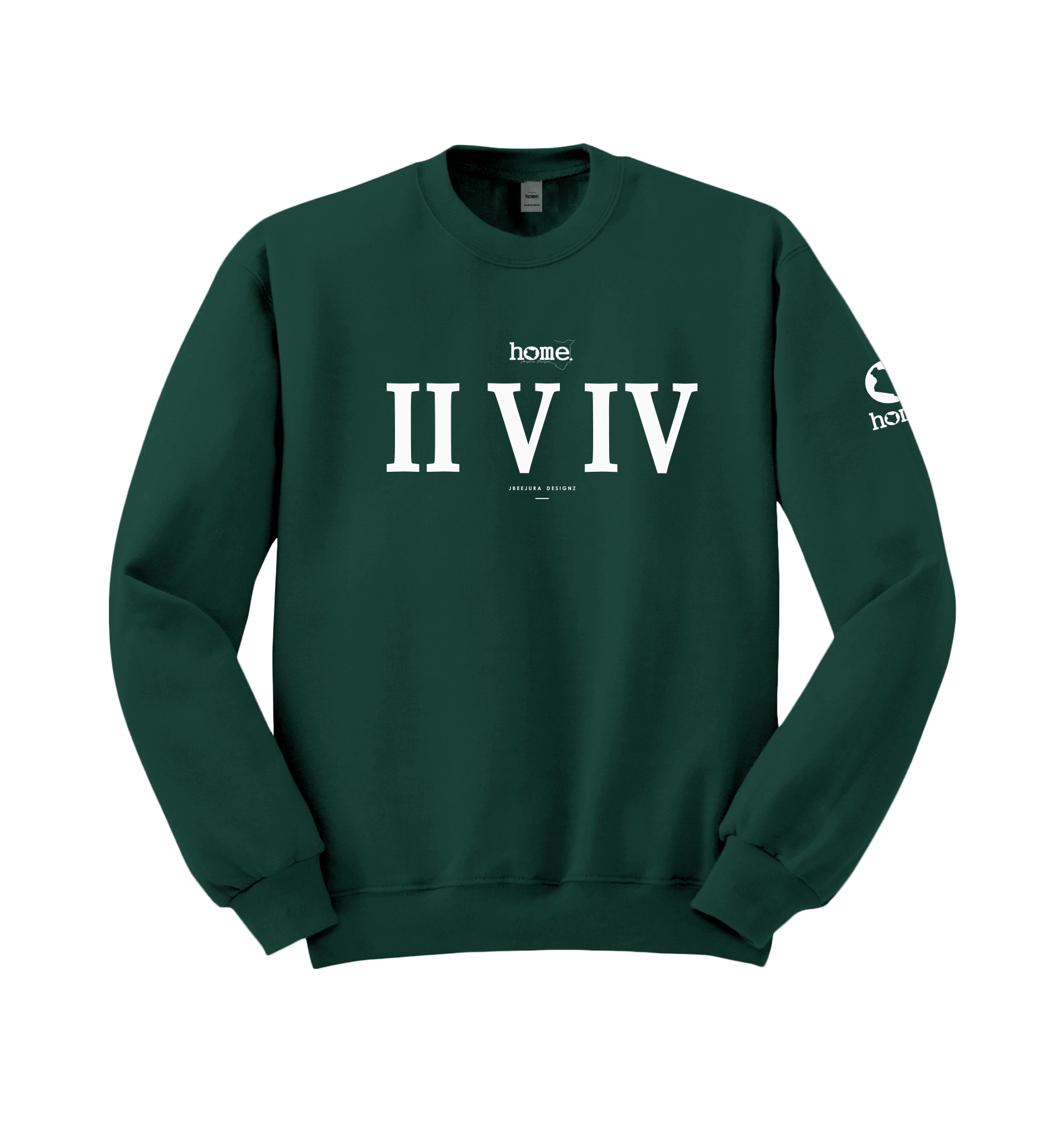 home_254 HUNTER GREEN SWEATSHIRT (NUVETRA™ HEAVY) WITH A WHITE ROMAN NUMERALS PRINT