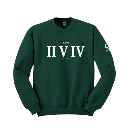 home_254 HUNTER GREEN SWEATSHIRT (NUVETRA™ HEAVY) WITH A WHITE ROMAN NUMERALS PRINT