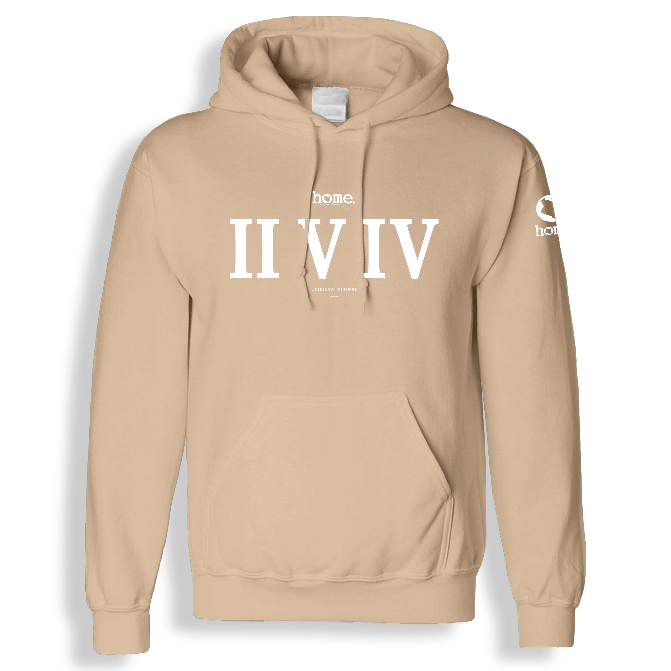 home_254 LIGHT BROWN HOODIE (HEAVY FABRIC) WITH A WHITE ROMAN PRINT